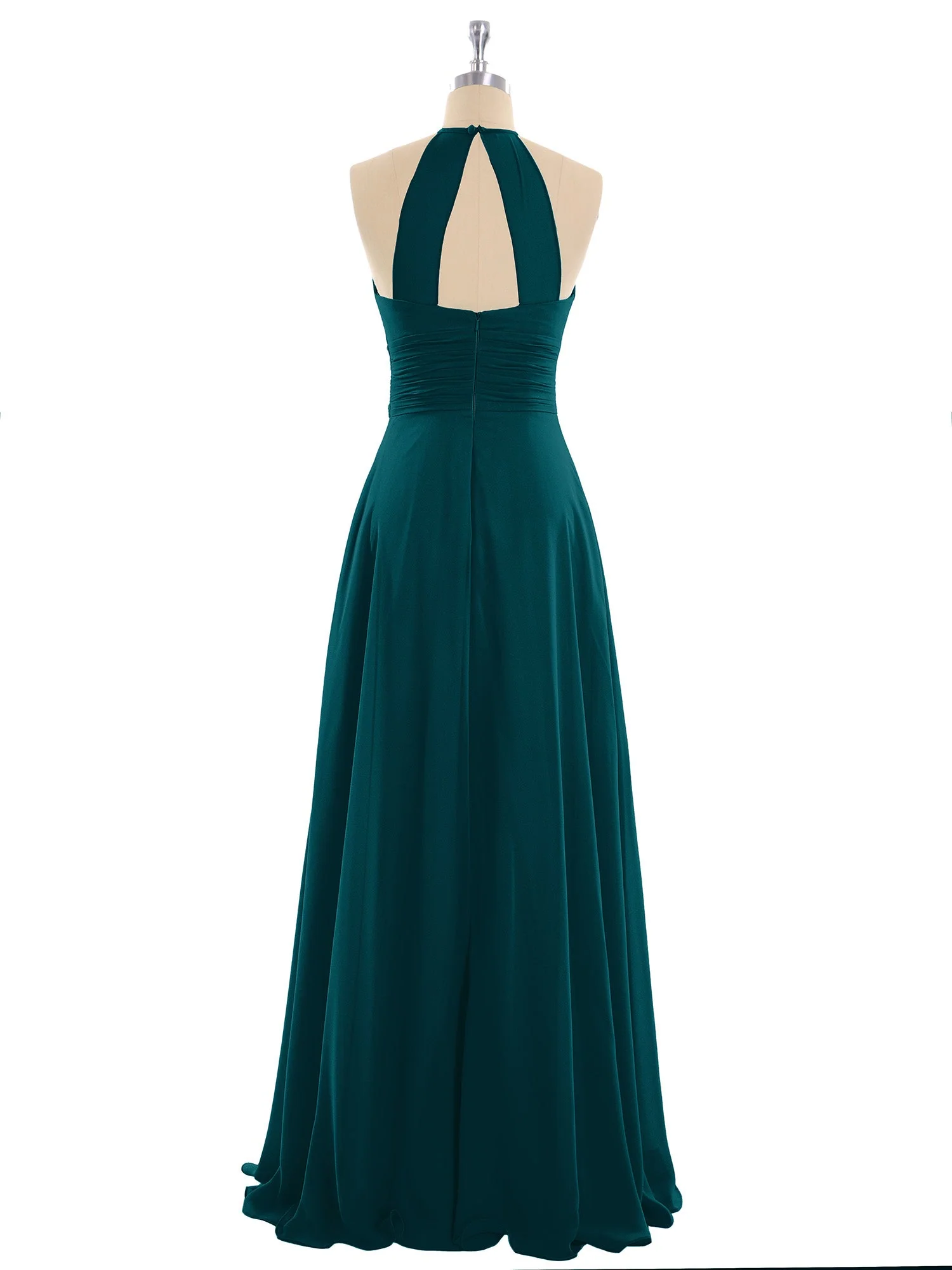 Neckholder Chiffon Maxi Kleid der Brautjungfer Kieferngrün - Image 5