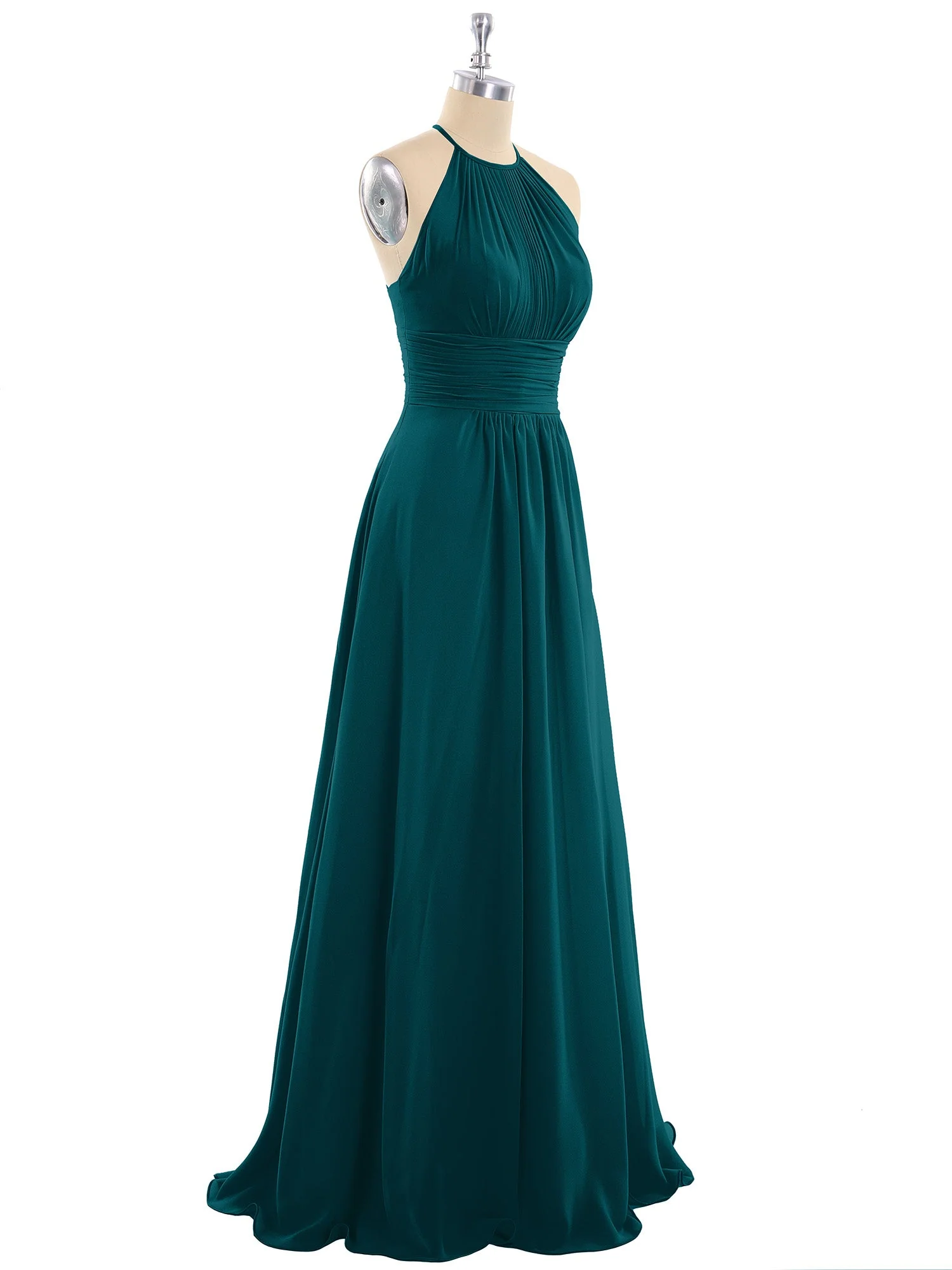 Neckholder Chiffon Maxi Kleid der Brautjungfer Kieferngrün - Image 6