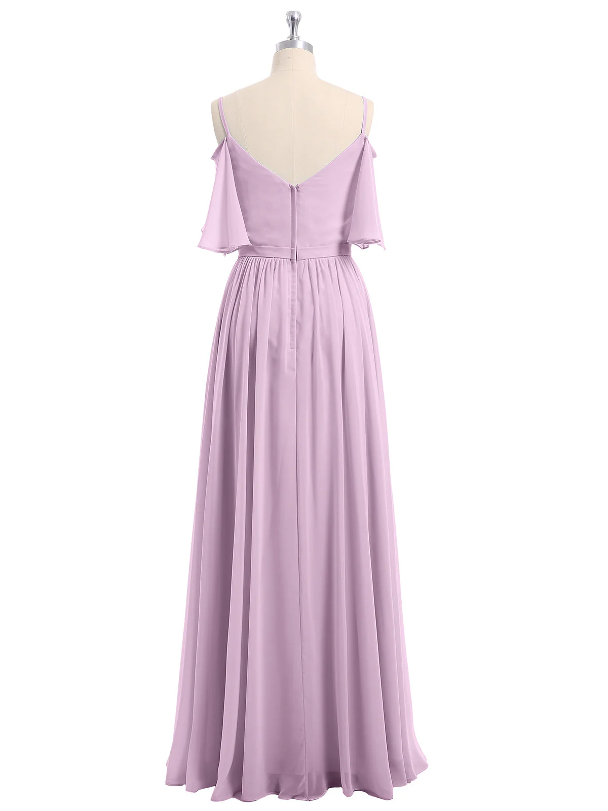 Off-The-Schulter Spaghetti Träger Chiffon Kleid Blauregen - Image 5