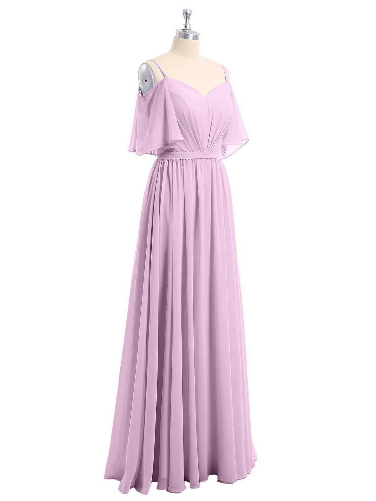 Off-The-Schulter Spaghetti Träger Chiffon Kleid Blauregen - Image 6
