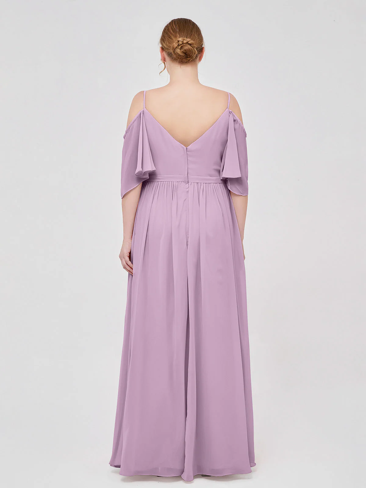 Off-The-Schulter Spaghetti Träger Chiffon Kleid Blauregen - Image 8