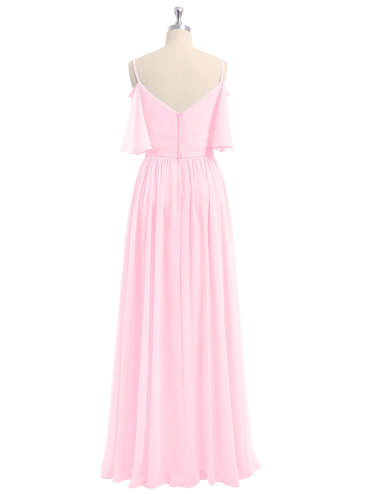 Off-The-Schulter Spaghetti Träger Chiffon Kleid Bonbonrosa - Image 5