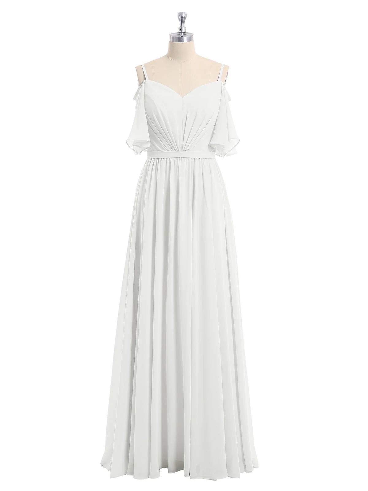 Off-The-Schulter Spaghetti Träger Chiffon Kleid Elfenbein - Image 4