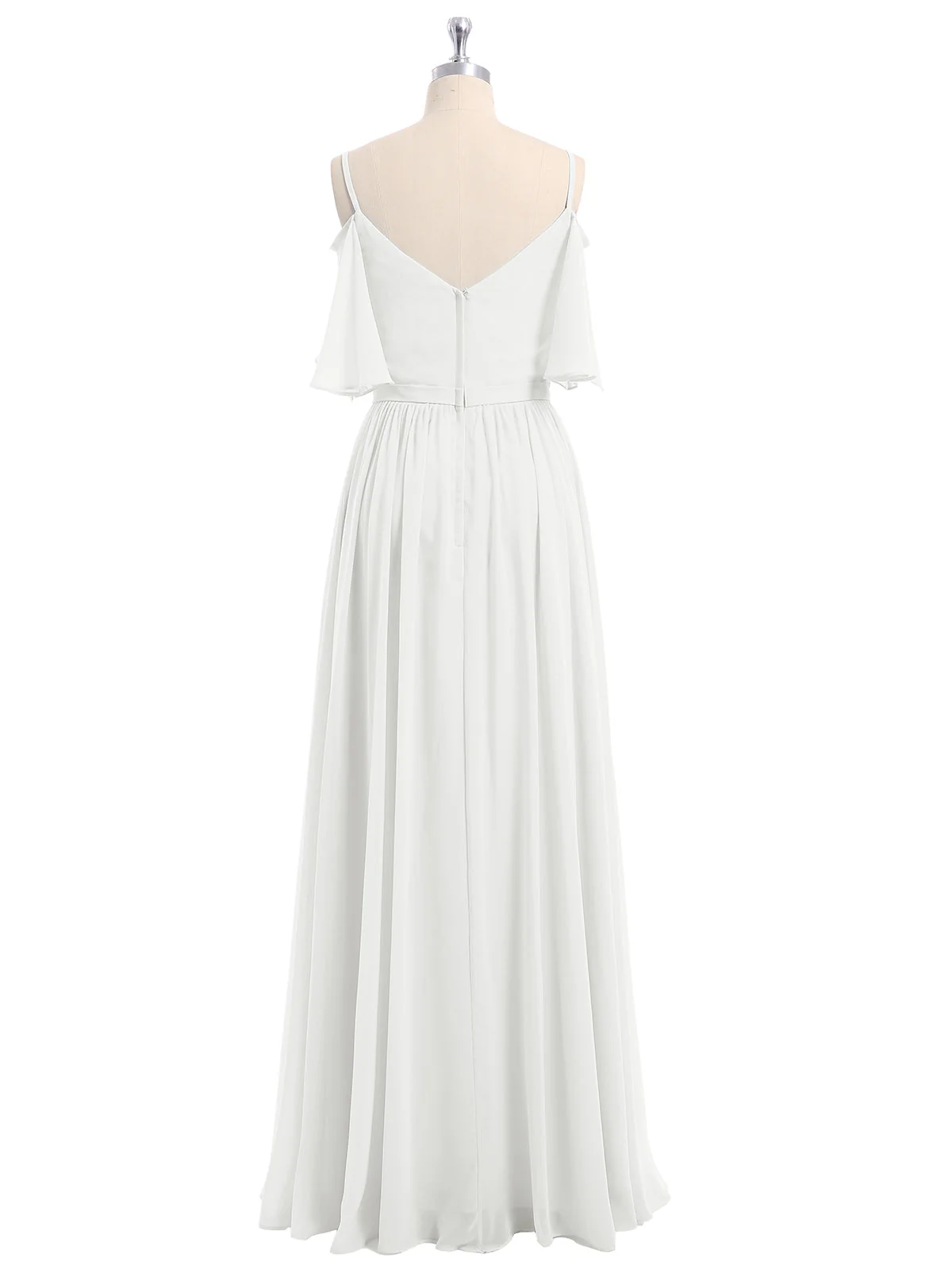Off-The-Schulter Spaghetti Träger Chiffon Kleid Elfenbein - Image 5