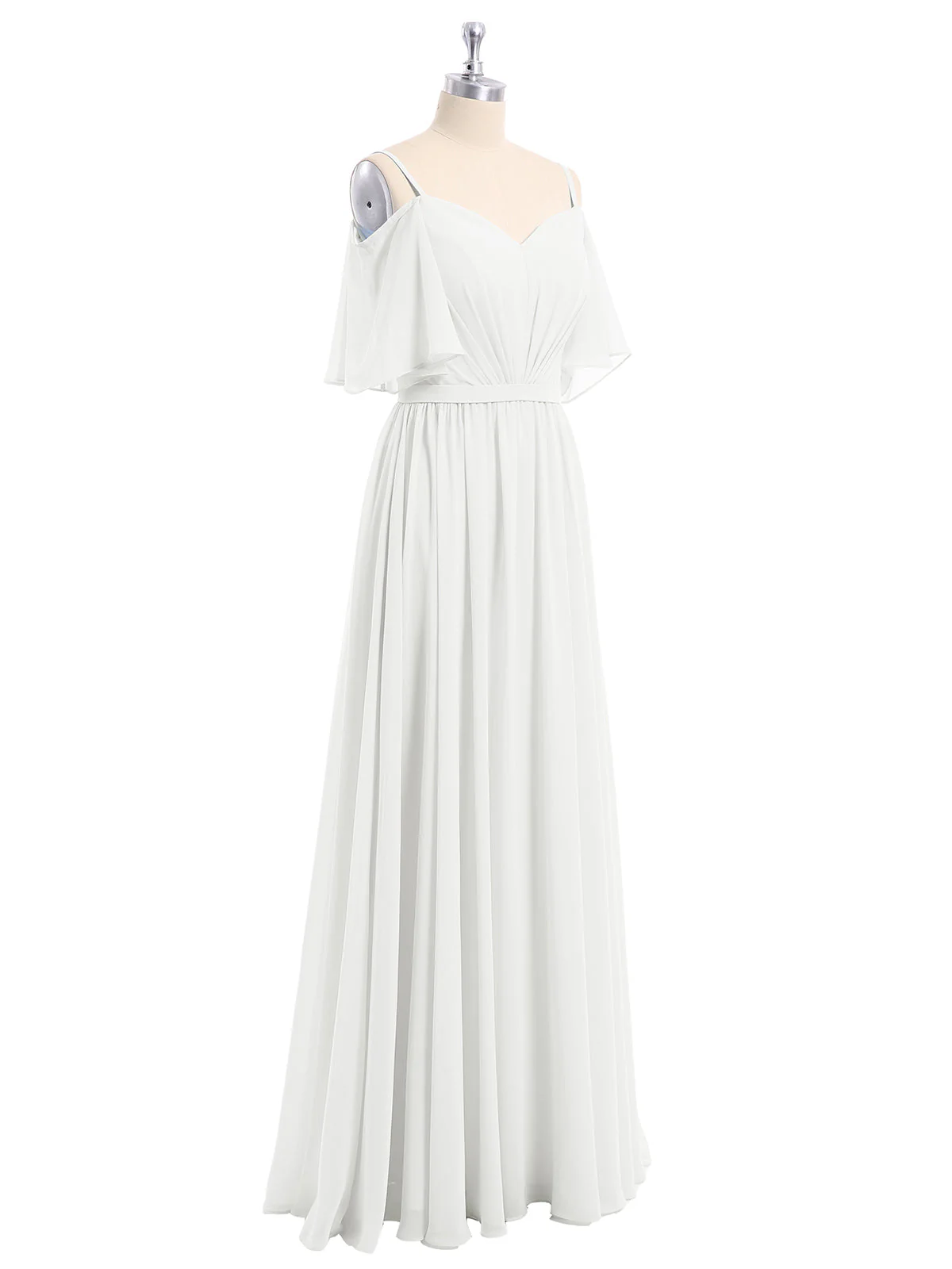 Off-The-Schulter Spaghetti Träger Chiffon Kleid Elfenbein - Image 6