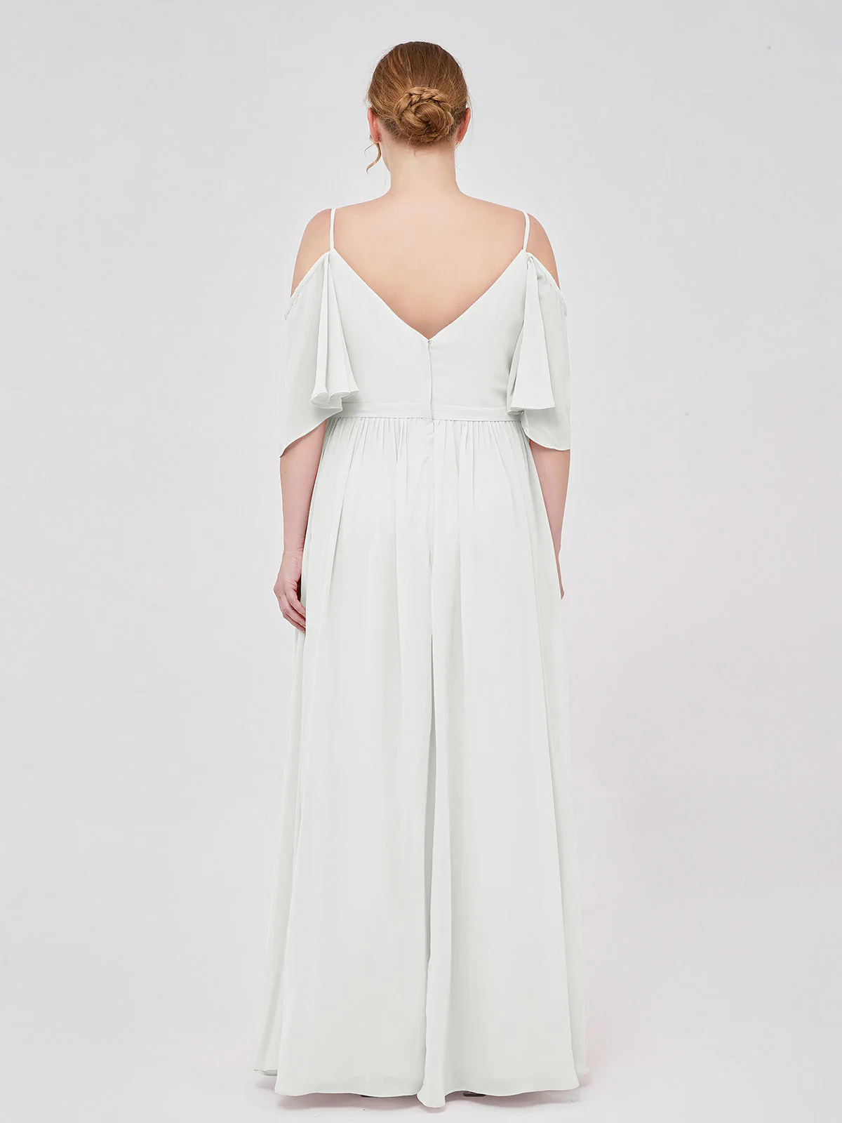 Off-The-Schulter Spaghetti Träger Chiffon Kleid Elfenbein - Image 8