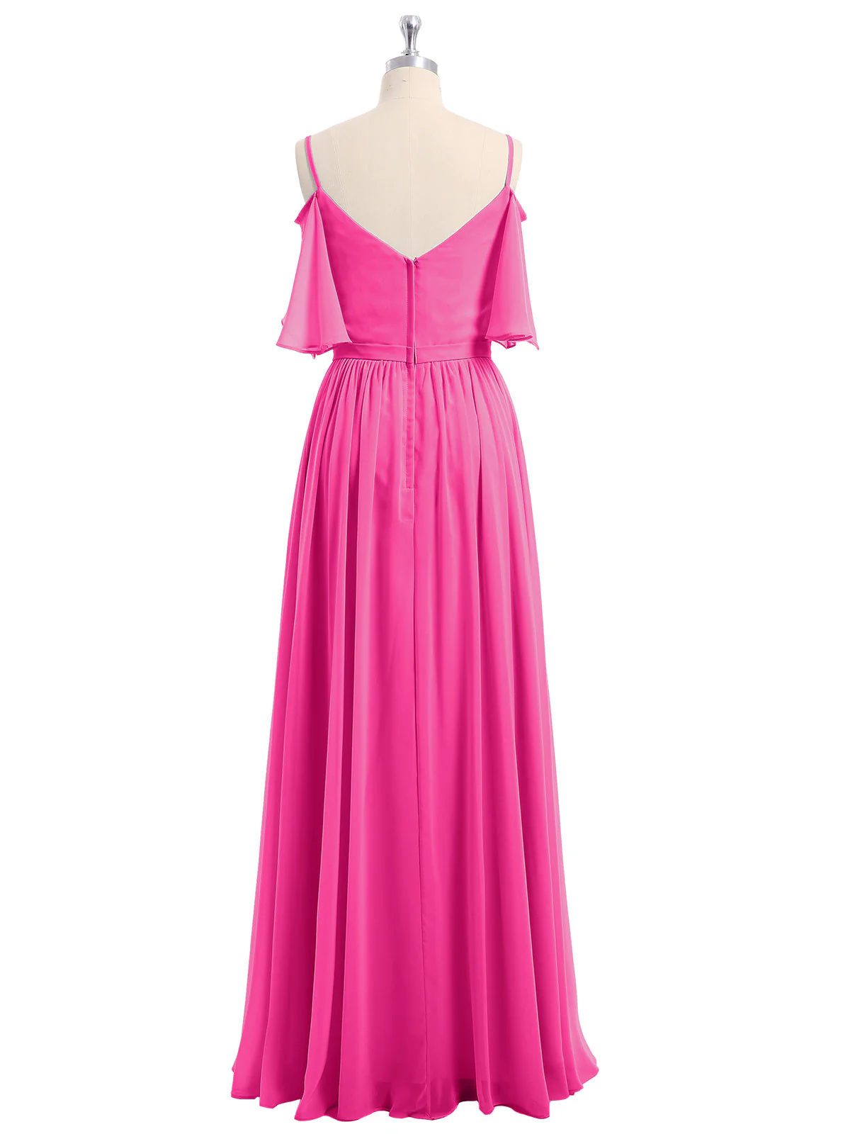 Off-The-Schulter Spaghetti Träger Chiffon Kleid Fuchsia - Image 5
