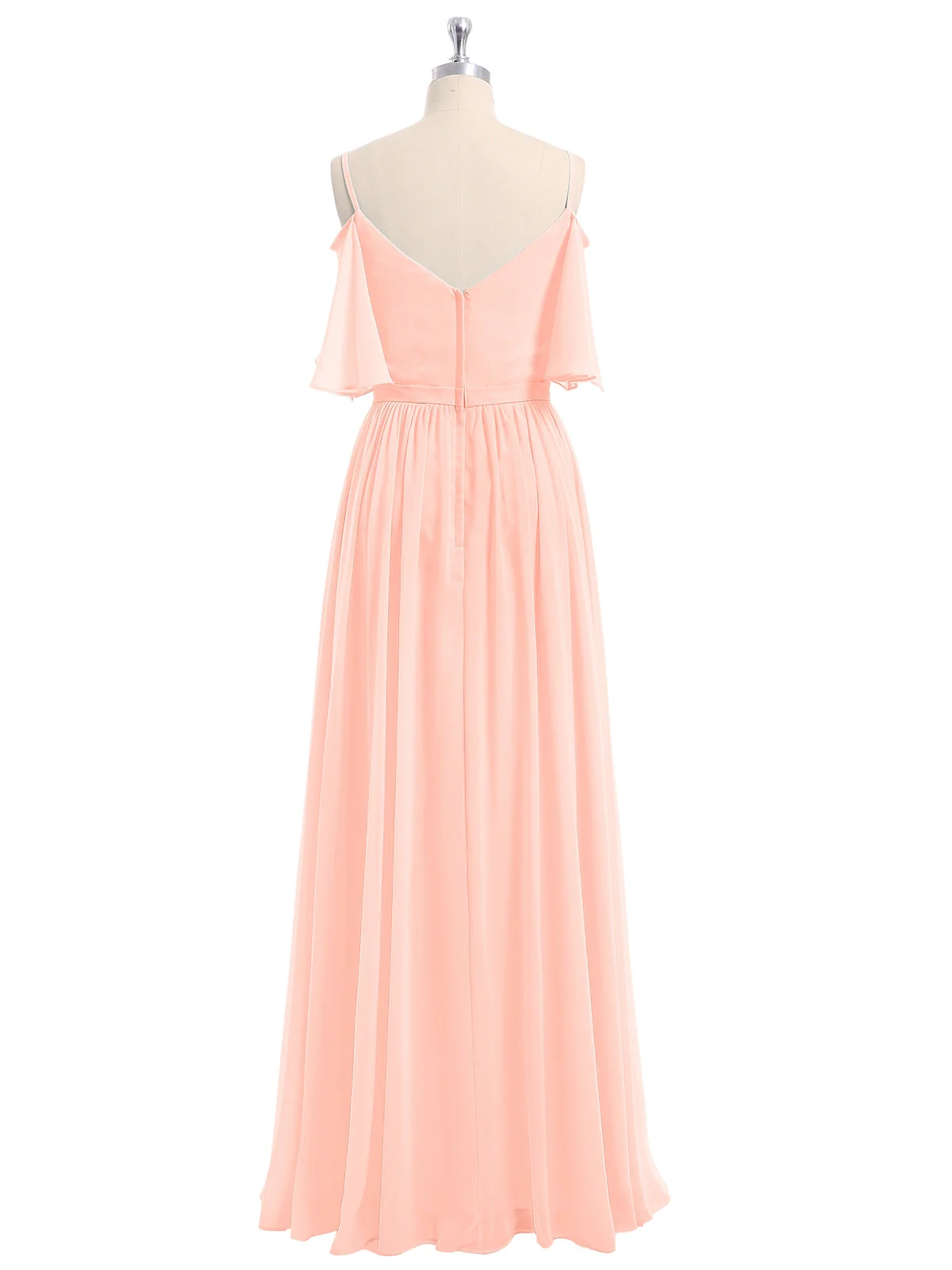 Off-The-Schulter Spaghetti Träger Chiffon Kleid Koralle - Image 5