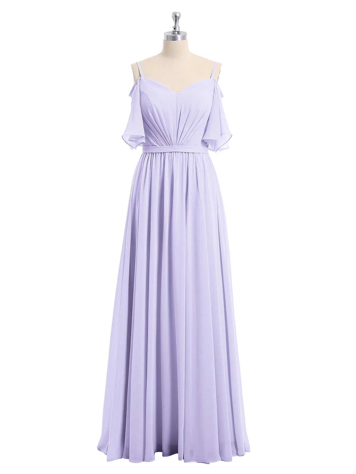 Off-The-Schulter Spaghetti Träger Chiffon Kleid Lila - Image 4
