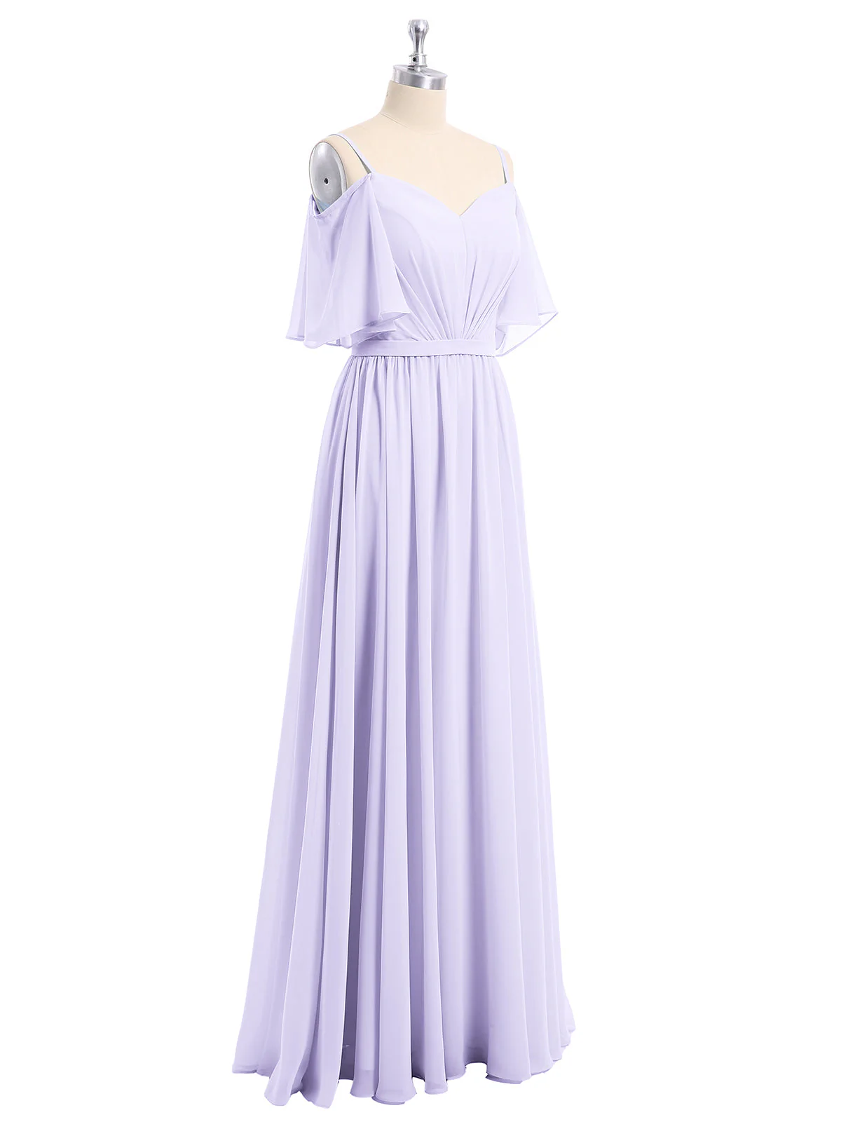 Off-The-Schulter Spaghetti Träger Chiffon Kleid Lila - Image 6
