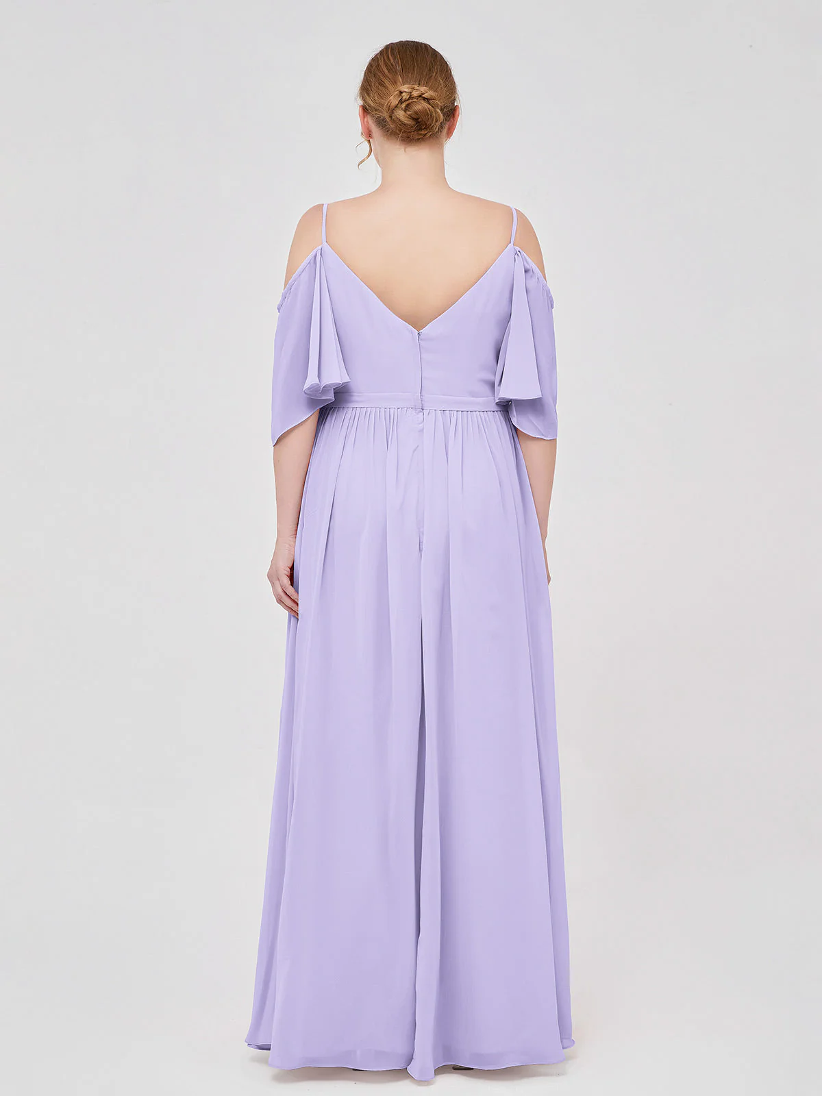 Off-The-Schulter Spaghetti Träger Chiffon Kleid Lila - Image 8