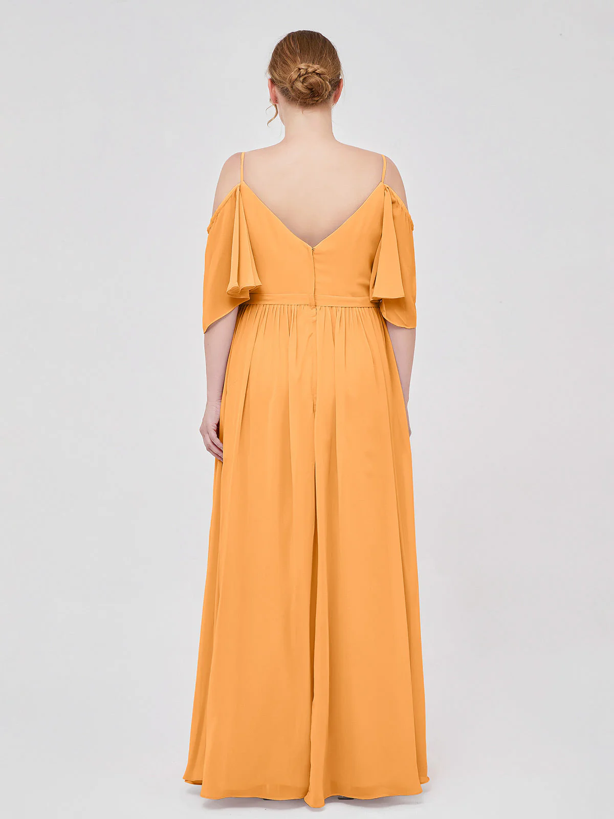 Off-The-Schulter Spaghetti TrÀger Chiffon Kleid Mandarine - Image 8