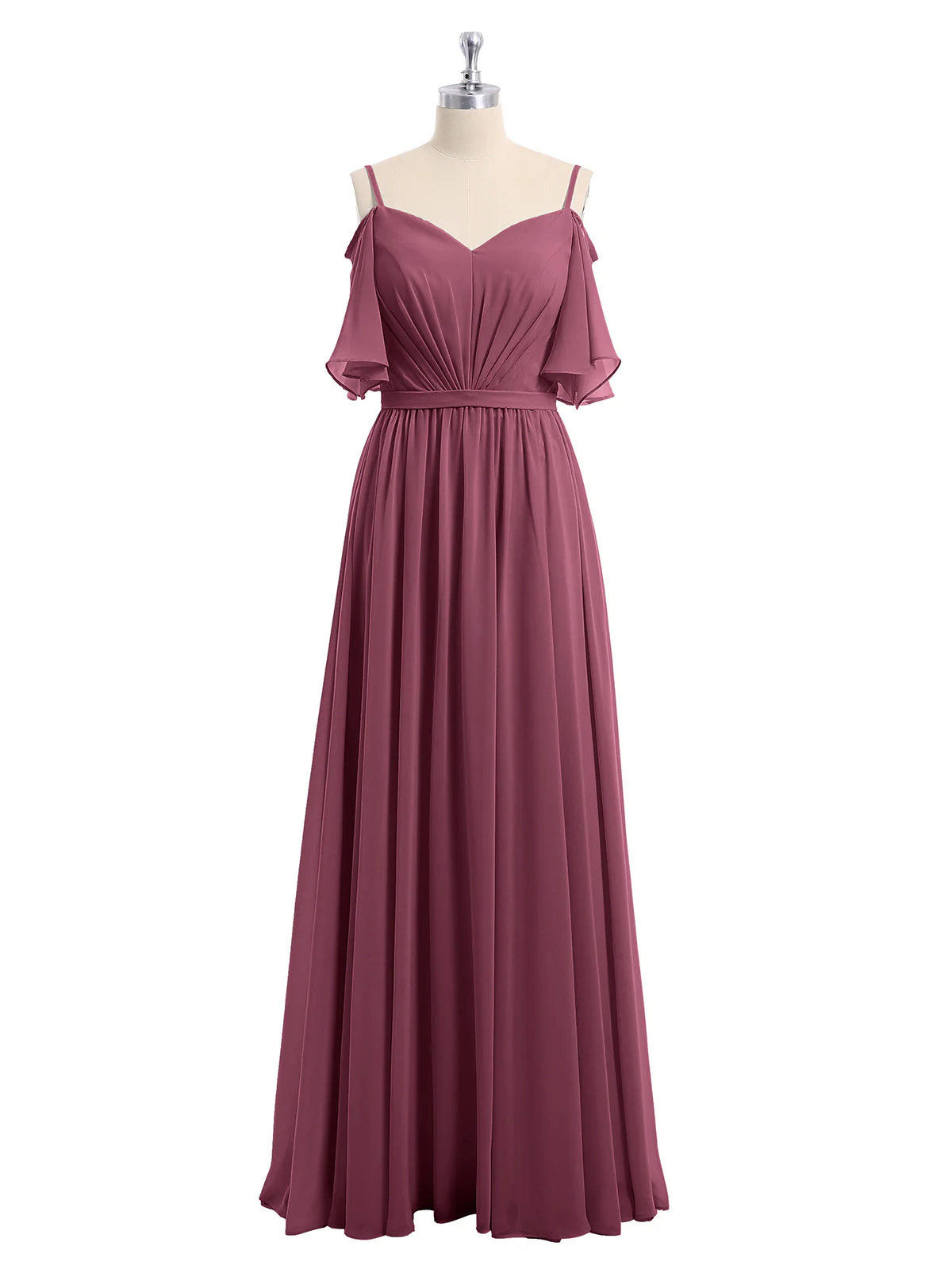 Off-The-Schulter Spaghetti Träger Chiffon Kleid Maulbeere - Image 4
