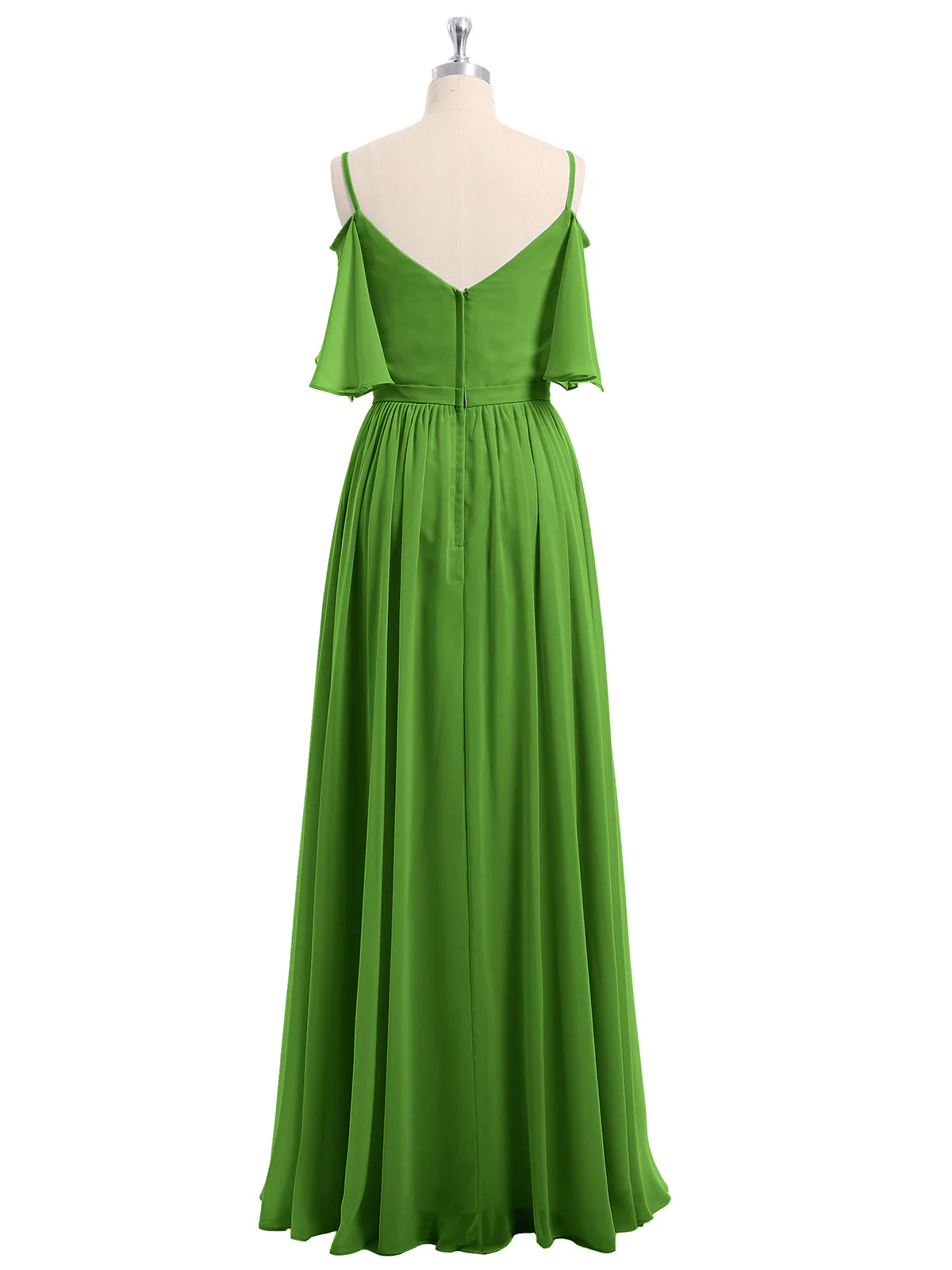 Off-The-Schulter Spaghetti Träger Chiffon Kleid Moos - Image 5