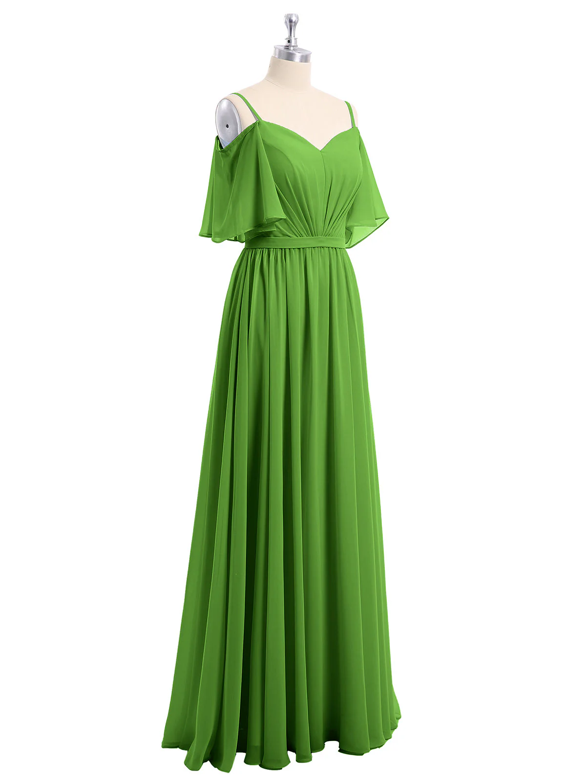 Off-The-Schulter Spaghetti Träger Chiffon Kleid Moos - Image 6