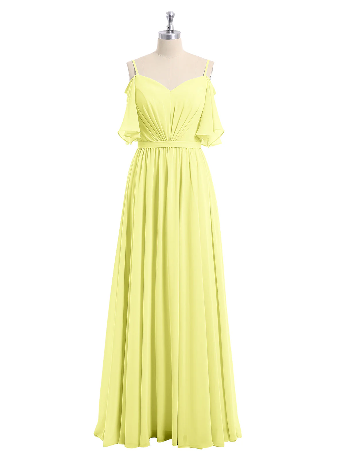 Off-The-Schulter Spaghetti TrÀger Chiffon Kleid Narzisse - Image 4