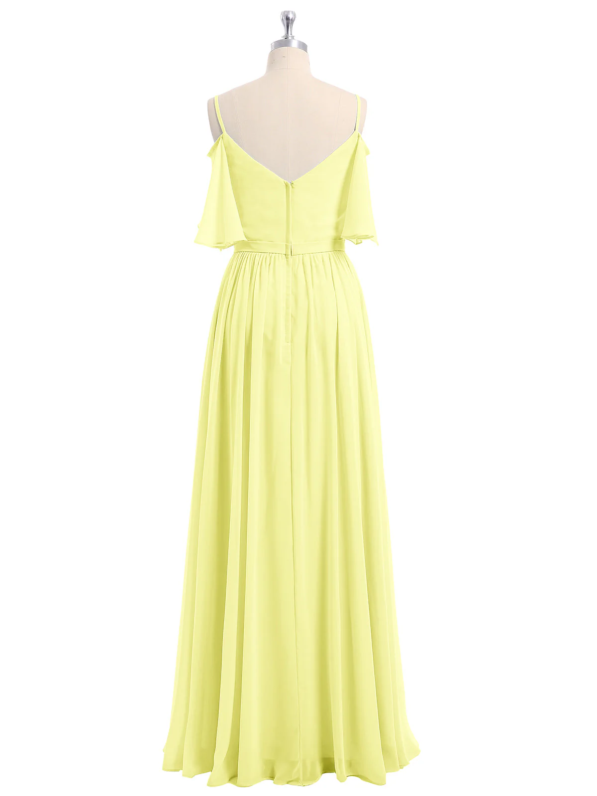 Off-The-Schulter Spaghetti TrÀger Chiffon Kleid Narzisse - Image 5
