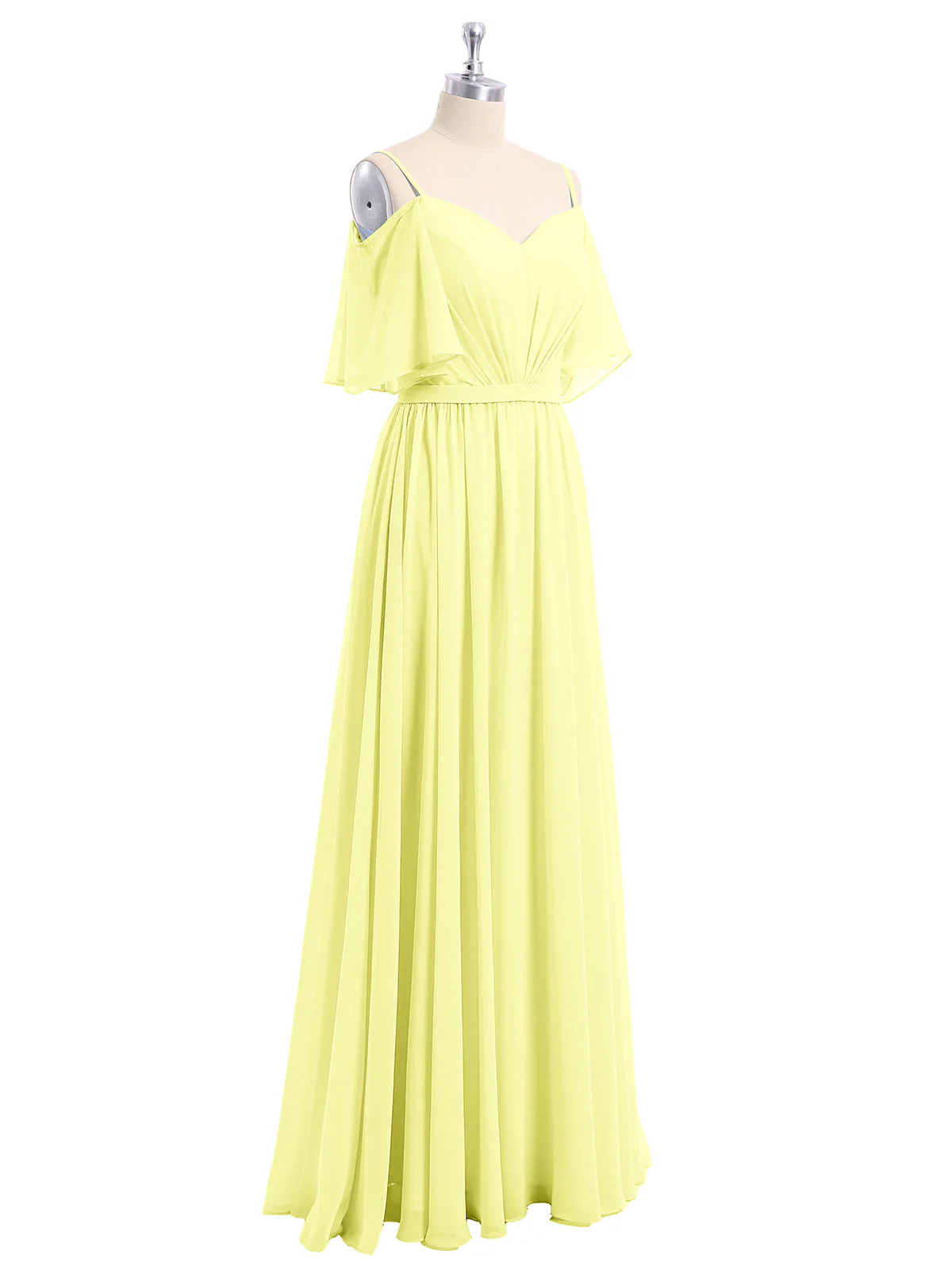 Off-The-Schulter Spaghetti TrÀger Chiffon Kleid Narzisse - Image 6