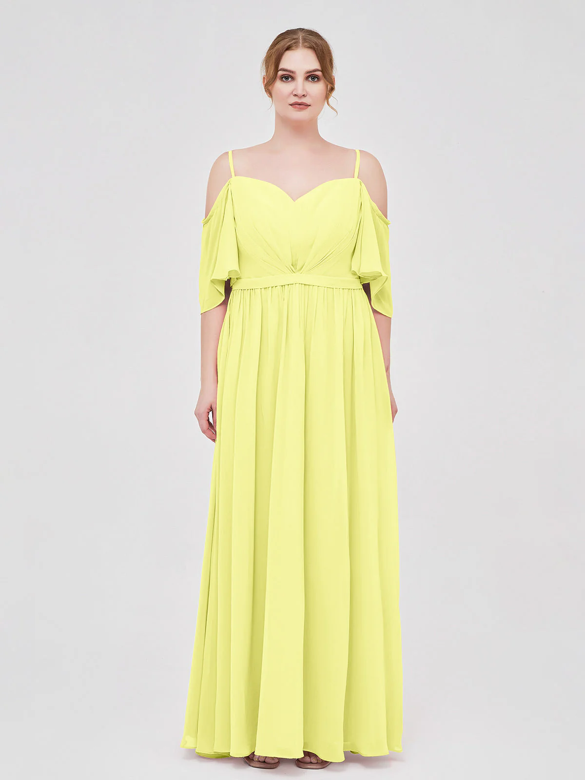Off-The-Schulter Spaghetti TrÀger Chiffon Kleid Narzisse - Image 7