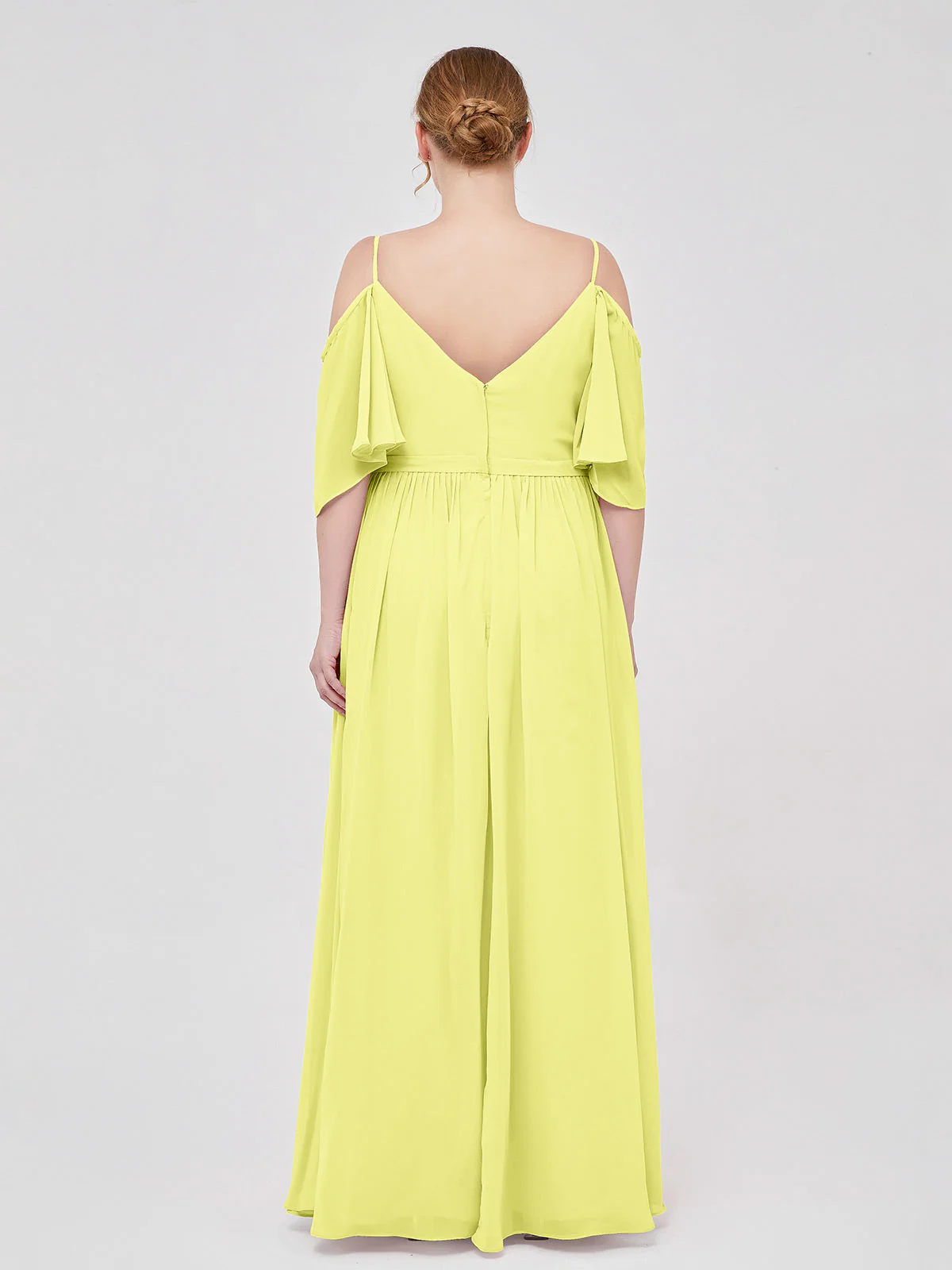 Off-The-Schulter Spaghetti TrÀger Chiffon Kleid Narzisse - Image 8