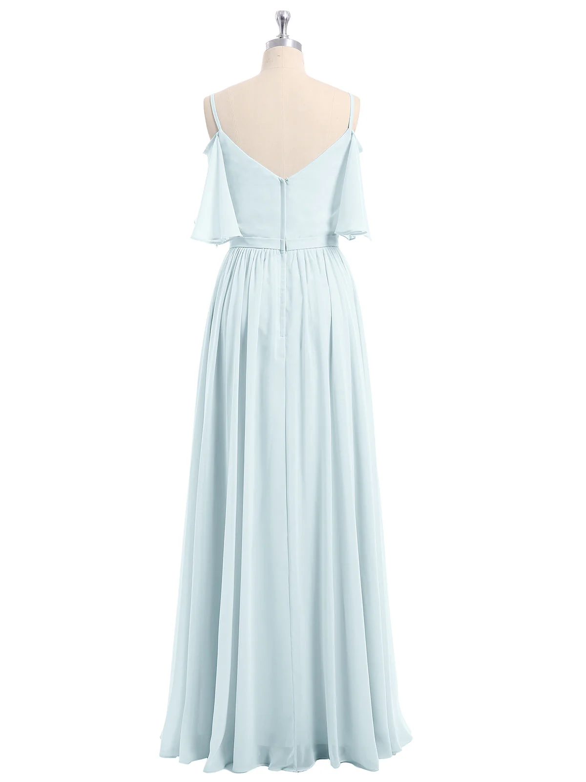 Off-The-Schulter Spaghetti TrÀger Chiffon Kleid Nebel - Image 5