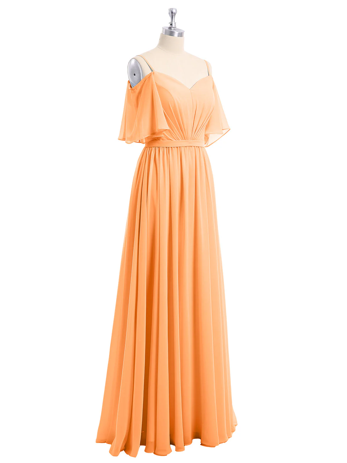 Off-The-Schulter Spaghetti Träger Chiffon Kleid Orange - Image 6