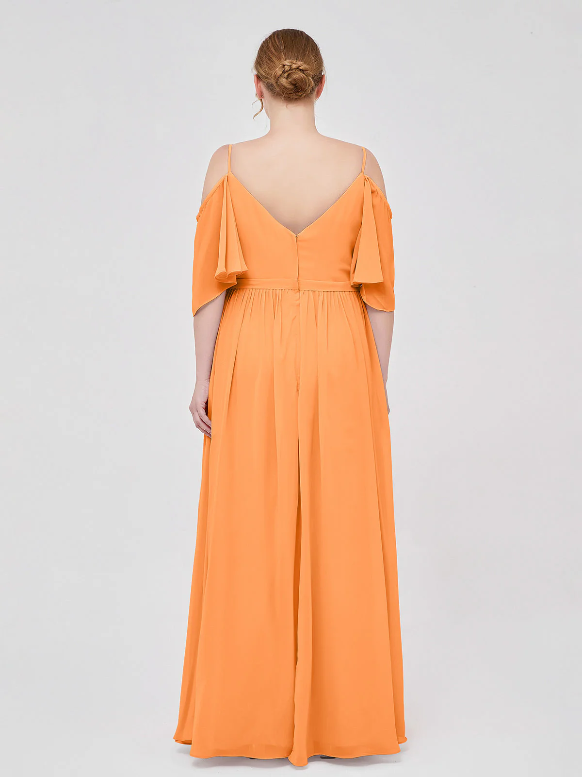 Off-The-Schulter Spaghetti Träger Chiffon Kleid Orange - Image 8