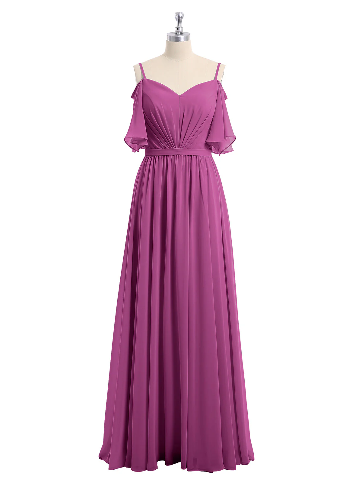 Off-The-Schulter Spaghetti TrÀger Chiffon Kleid Orchidee - Image 4
