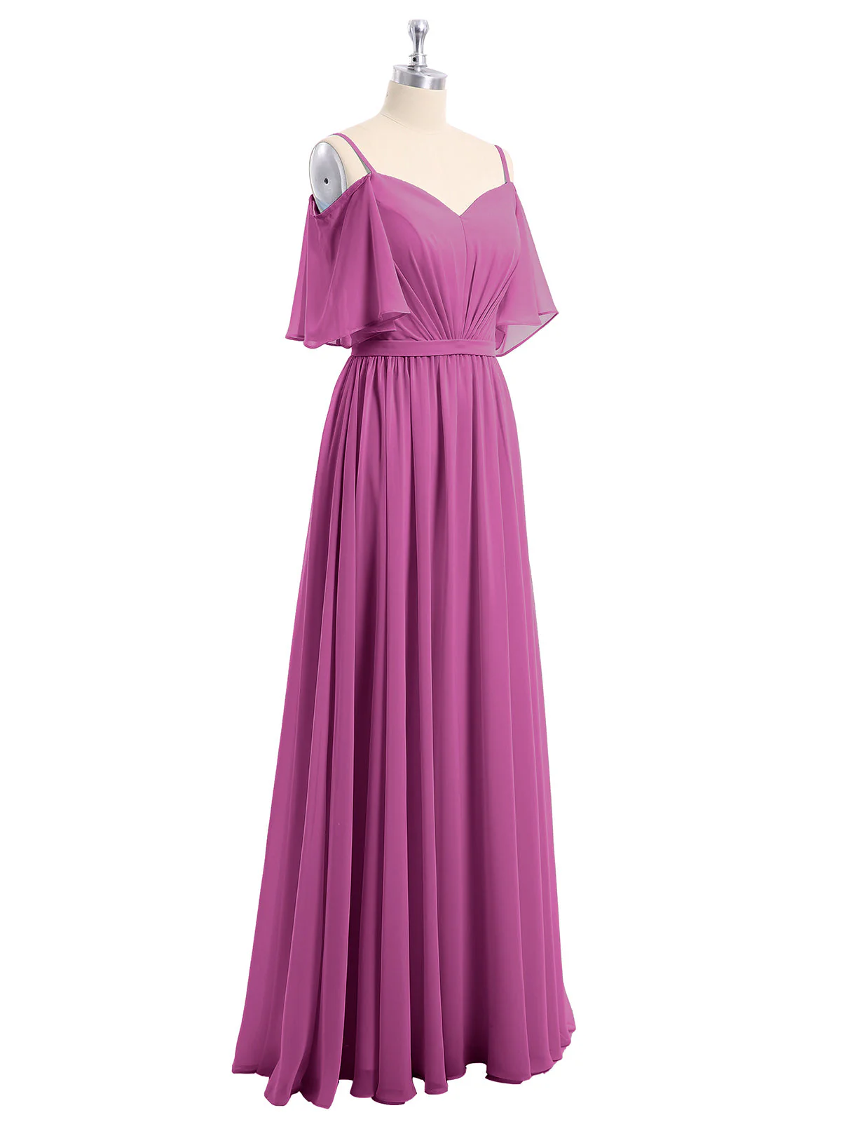 Off-The-Schulter Spaghetti TrÀger Chiffon Kleid Orchidee - Image 6