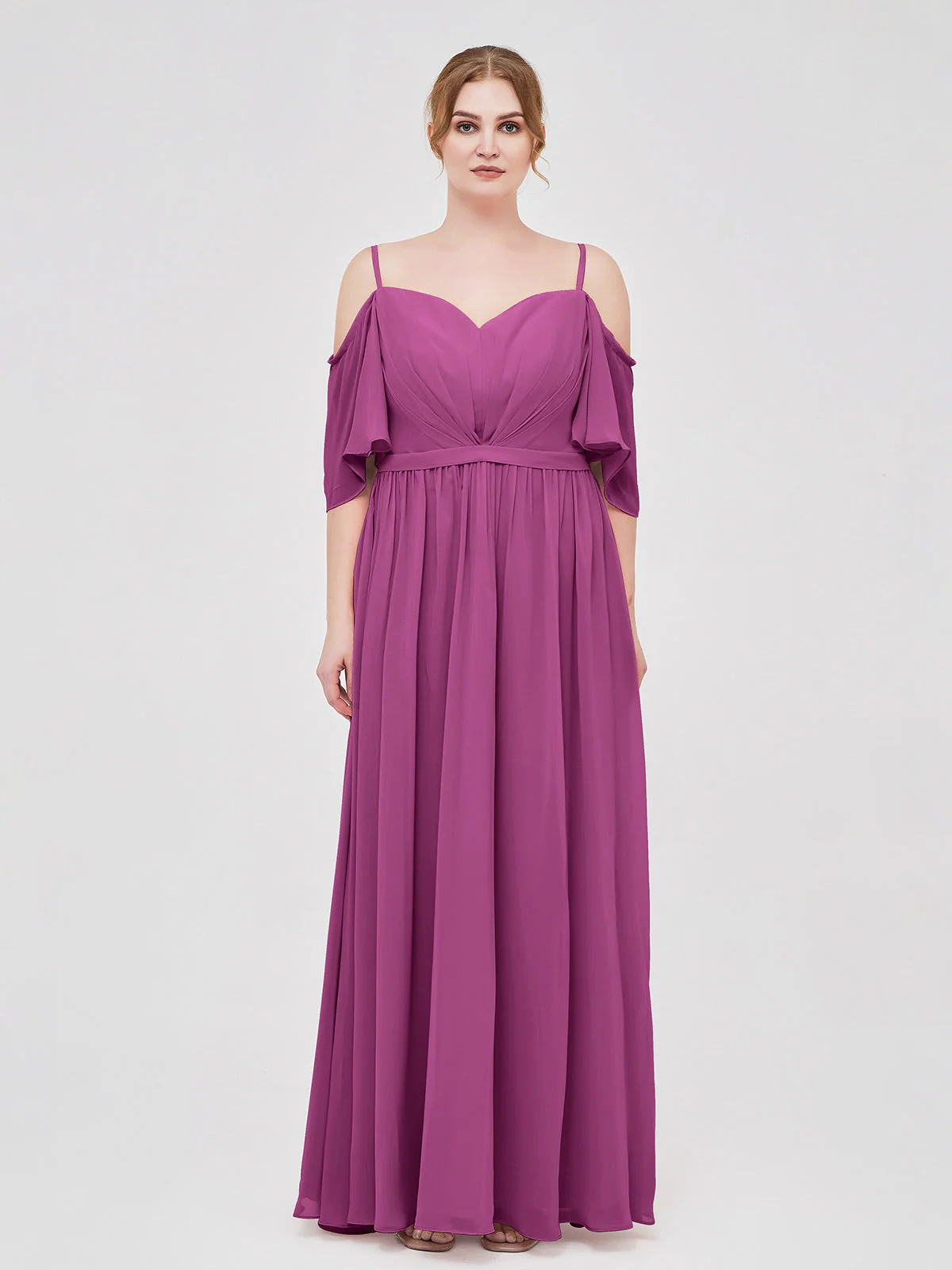 Off-The-Schulter Spaghetti TrÀger Chiffon Kleid Orchidee - Image 7
