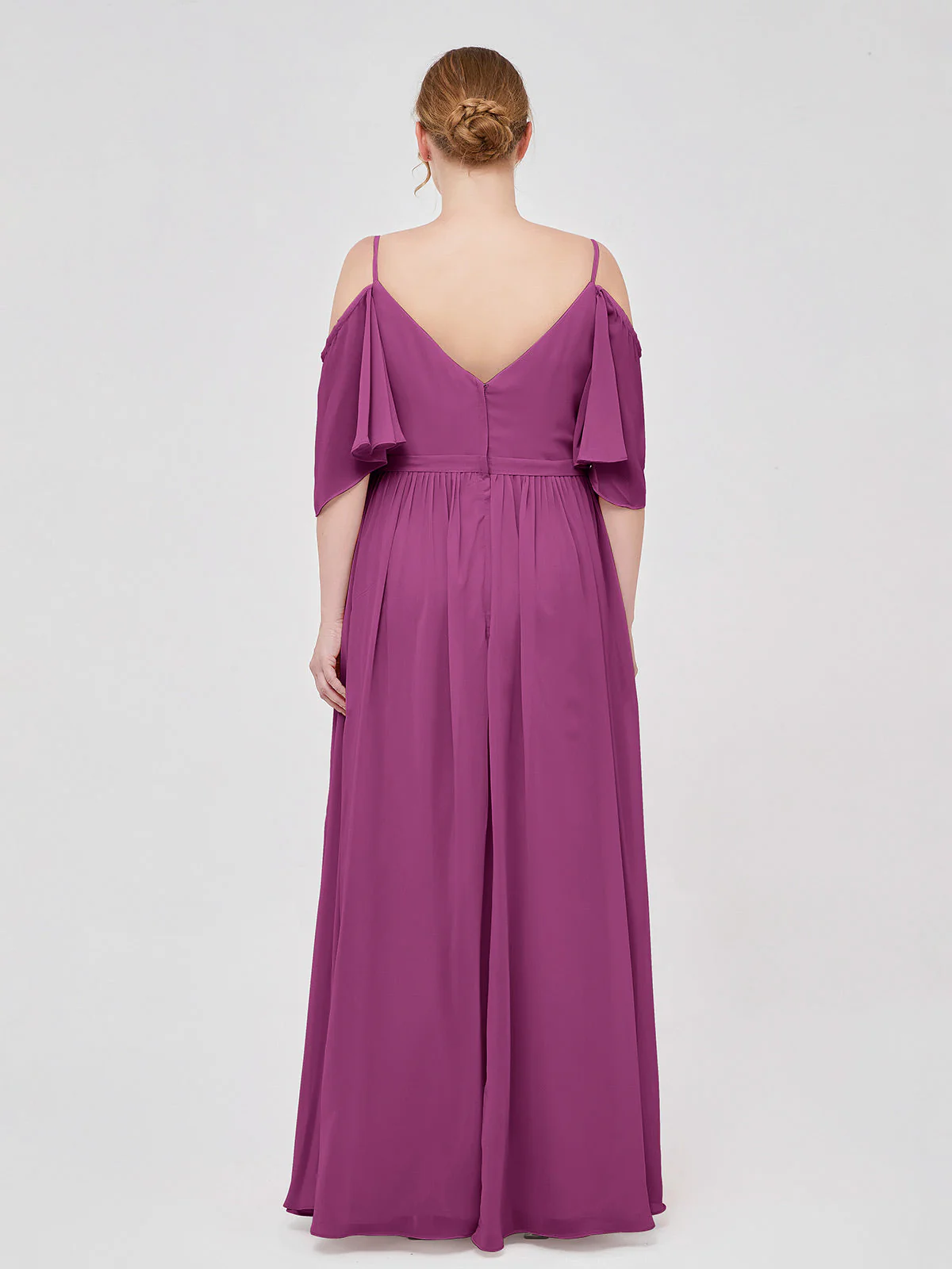 Off-The-Schulter Spaghetti TrÀger Chiffon Kleid Orchidee - Image 8