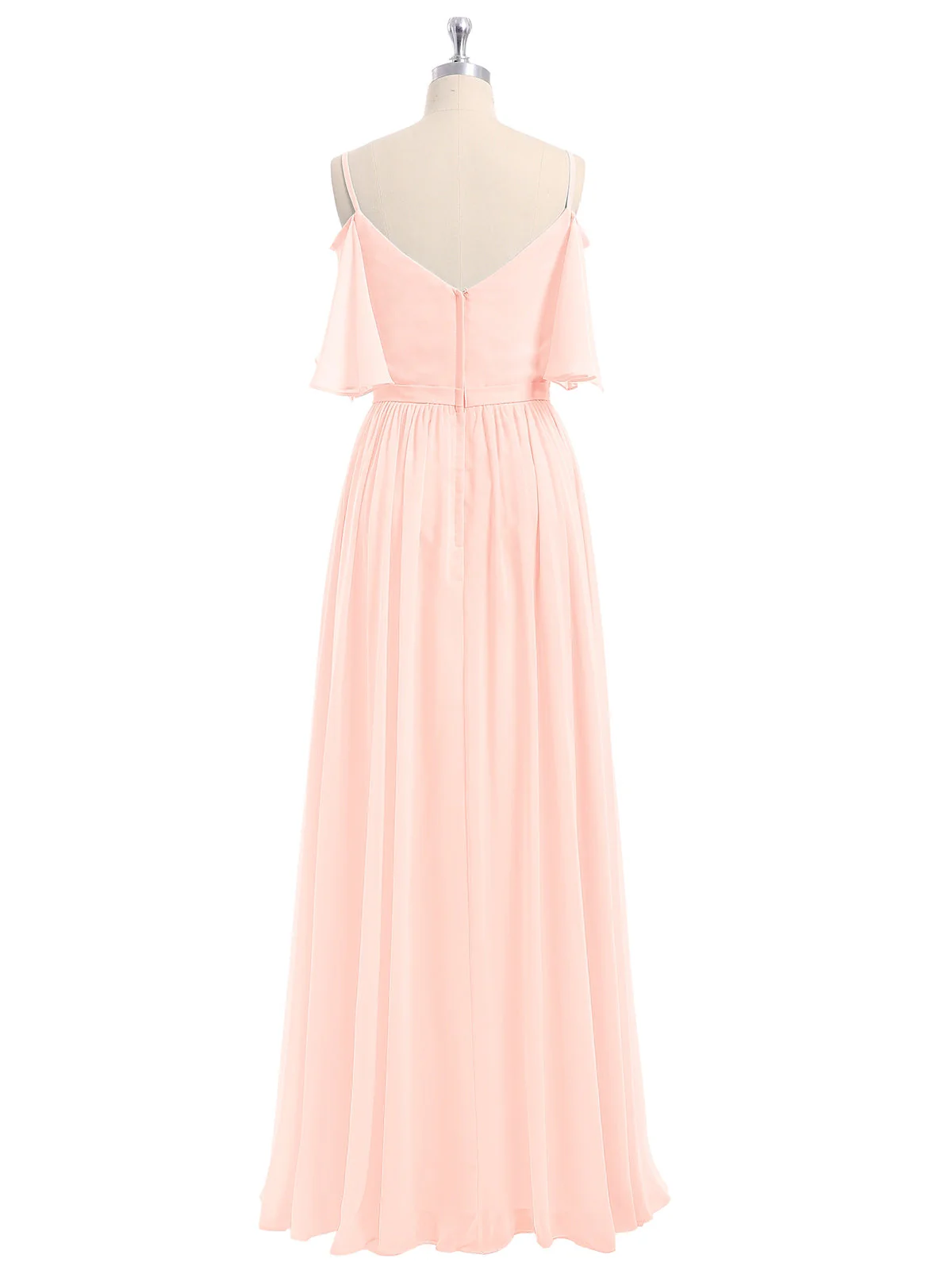 Off-The-Schulter Spaghetti Träger Chiffon Kleid Perlrosa - Image 5