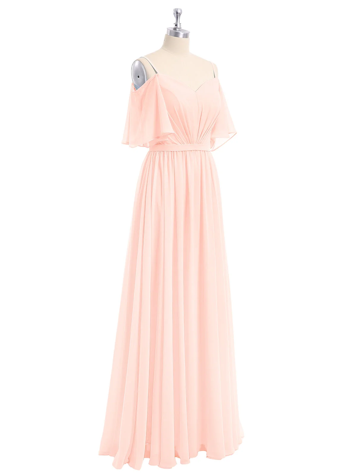 Off-The-Schulter Spaghetti Träger Chiffon Kleid Perlrosa - Image 6