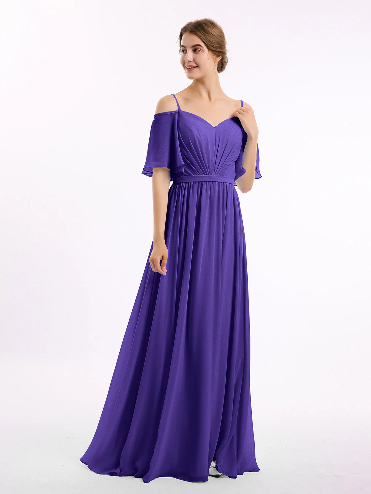 Off-The-Schulter Spaghetti Träger Chiffon Kleid Regentschaft - Image 3
