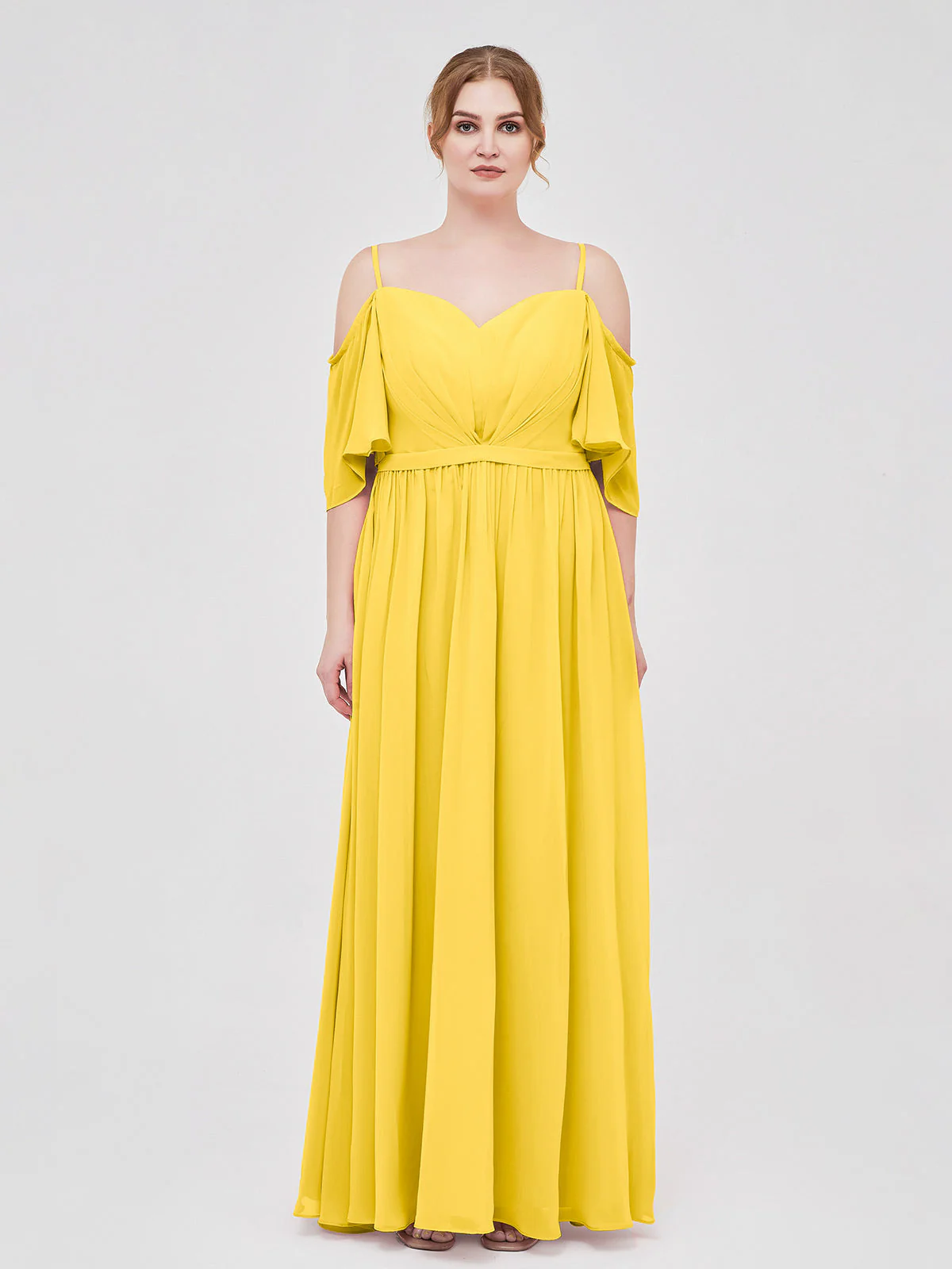 Off-The-Schulter Spaghetti Träger Chiffon Kleid Ringelblume - Image 7