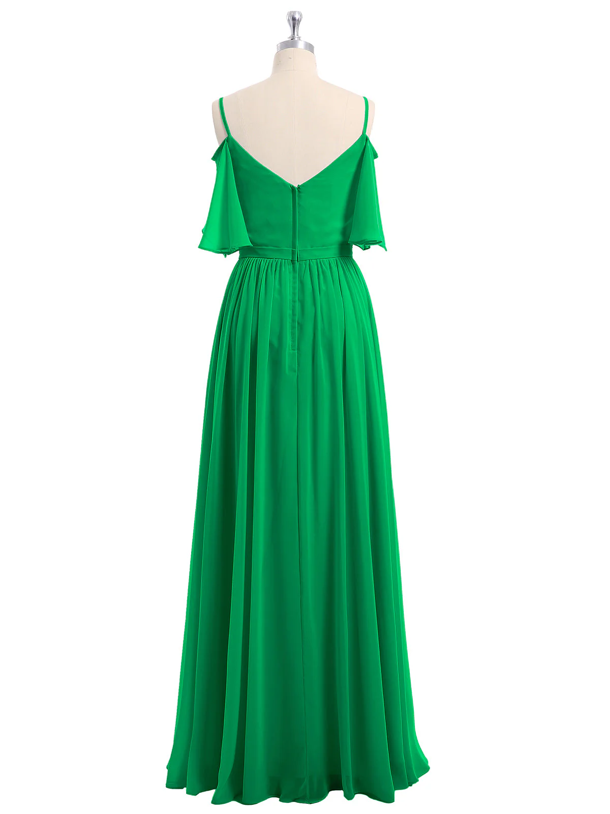 Off-The-Schulter Spaghetti TrÀger Chiffon Kleid Smaragd - Image 5