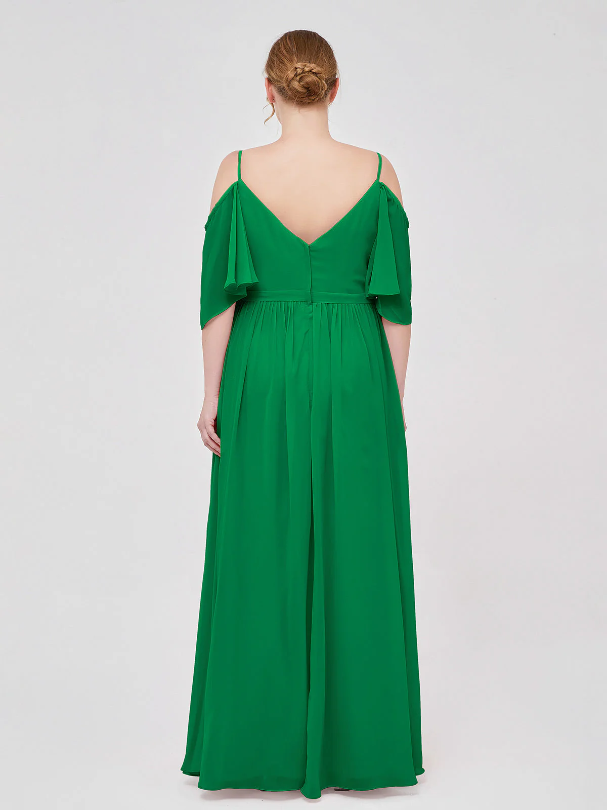Off-The-Schulter Spaghetti TrÀger Chiffon Kleid Smaragd - Image 8