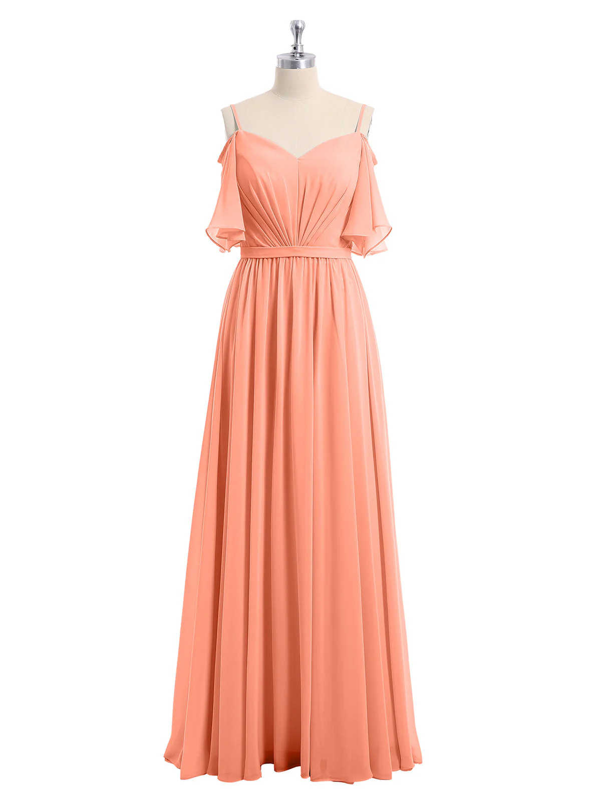 Off-The-Schulter Spaghetti Träger Chiffon Kleid Sonnenuntergang - Image 4