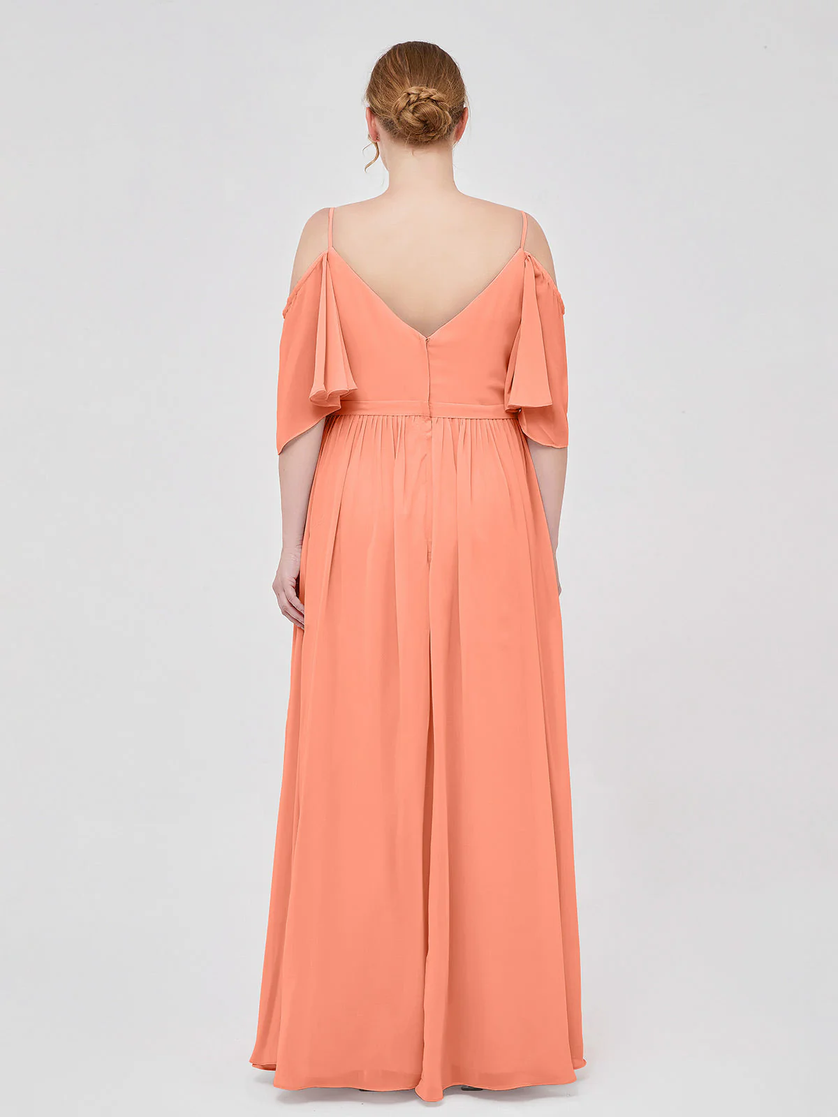 Off-The-Schulter Spaghetti Träger Chiffon Kleid Sonnenuntergang - Image 8