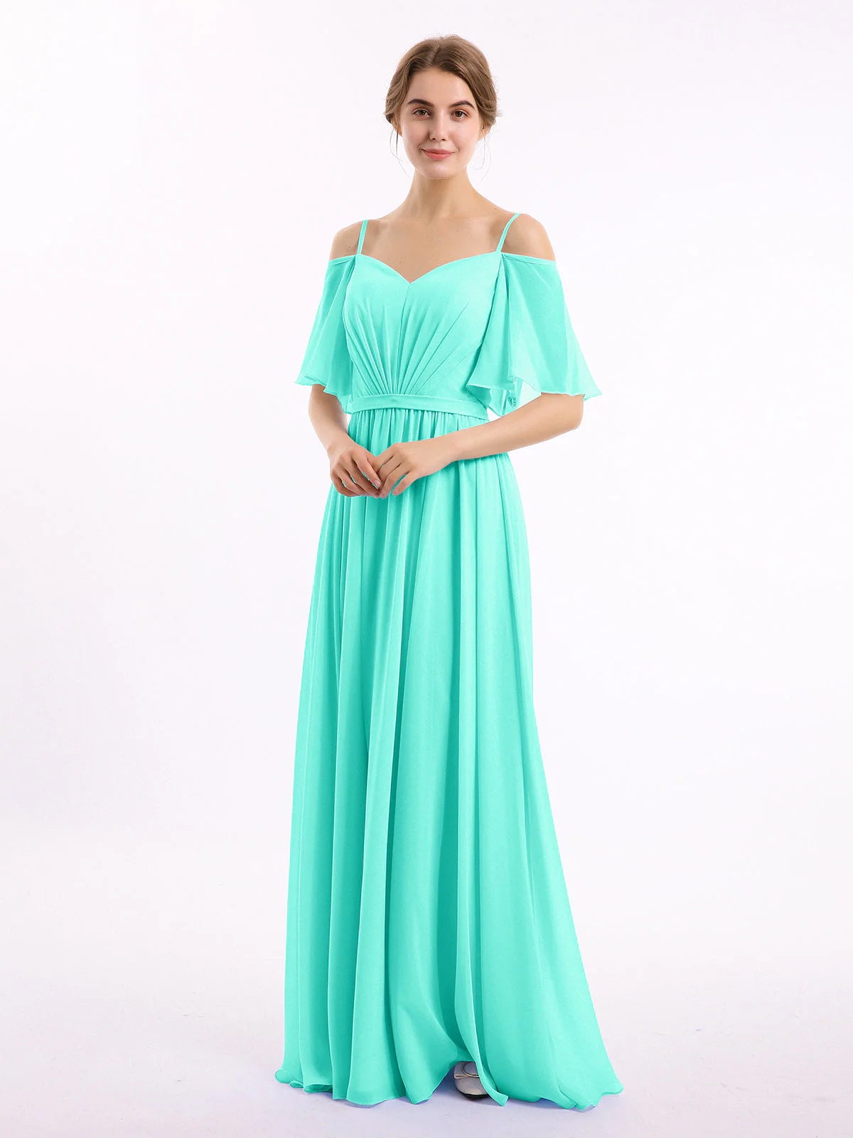 Off-The-Schulter Spaghetti Träger Chiffon Kleid Spa