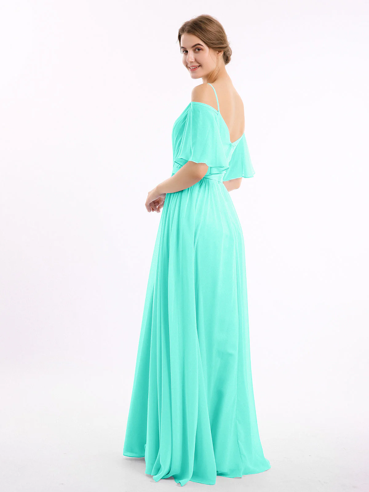 Off-The-Schulter Spaghetti Träger Chiffon Kleid Spa - Image 2