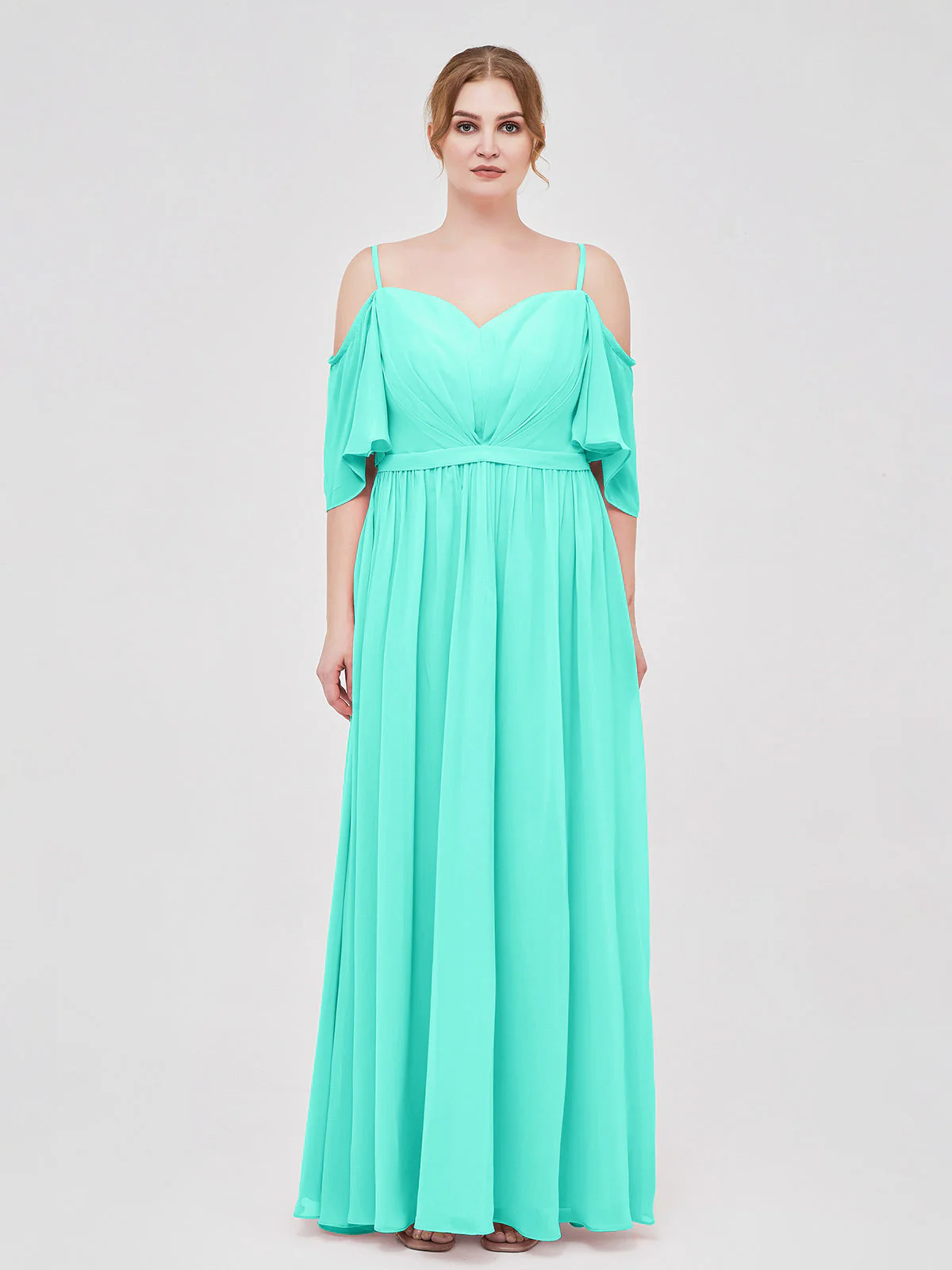 Off-The-Schulter Spaghetti Träger Chiffon Kleid Spa - Image 7