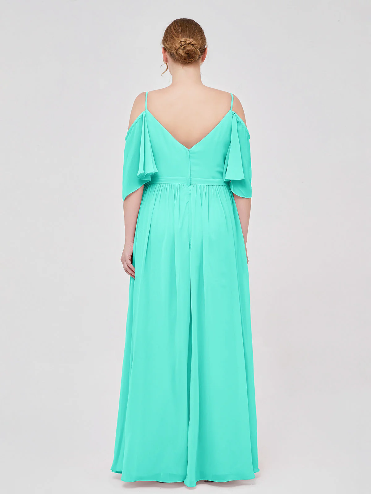 Off-The-Schulter Spaghetti Träger Chiffon Kleid Spa - Image 8