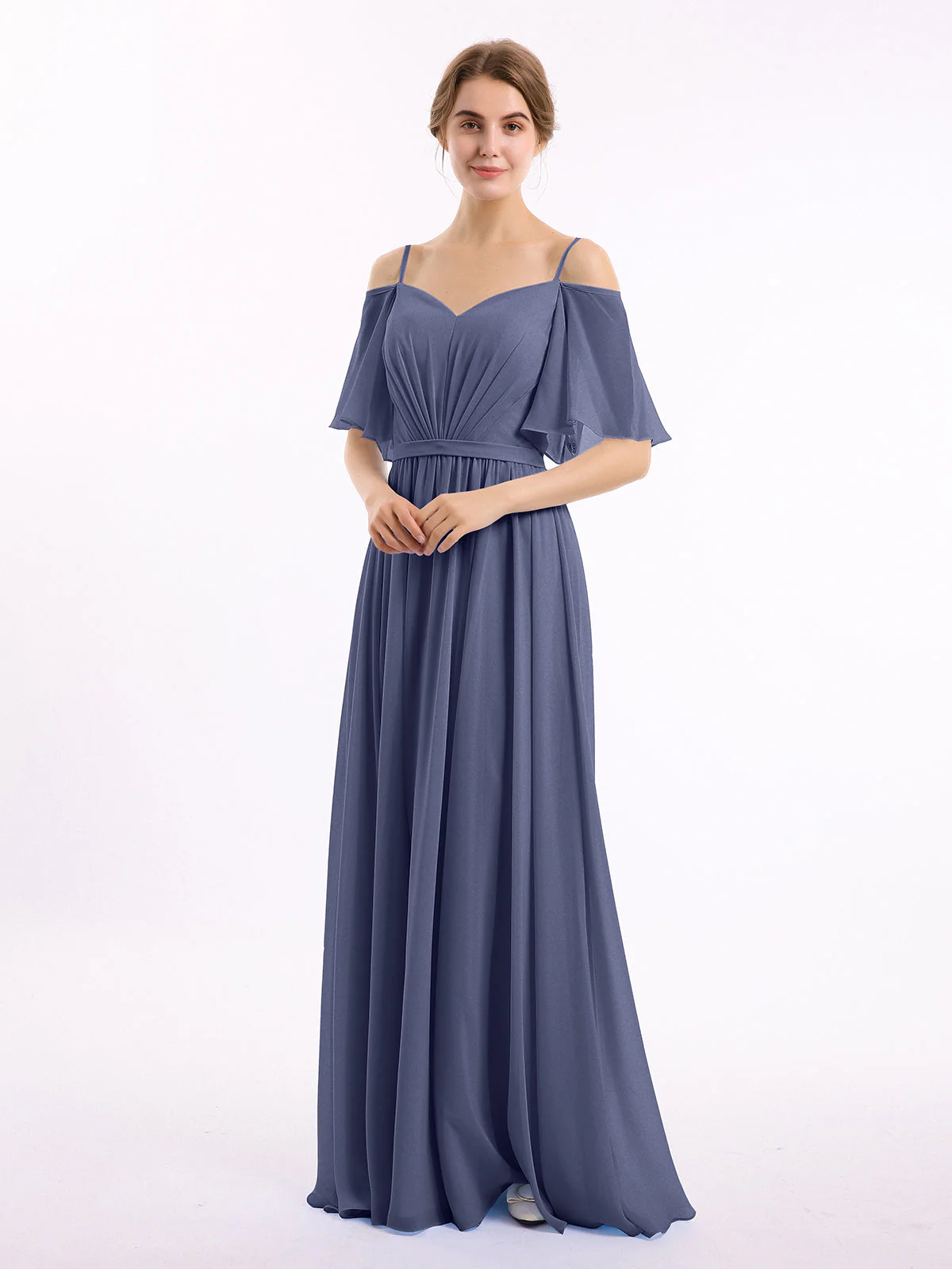 Off-The-Schulter Spaghetti TrÀger Chiffon Kleid Sturm