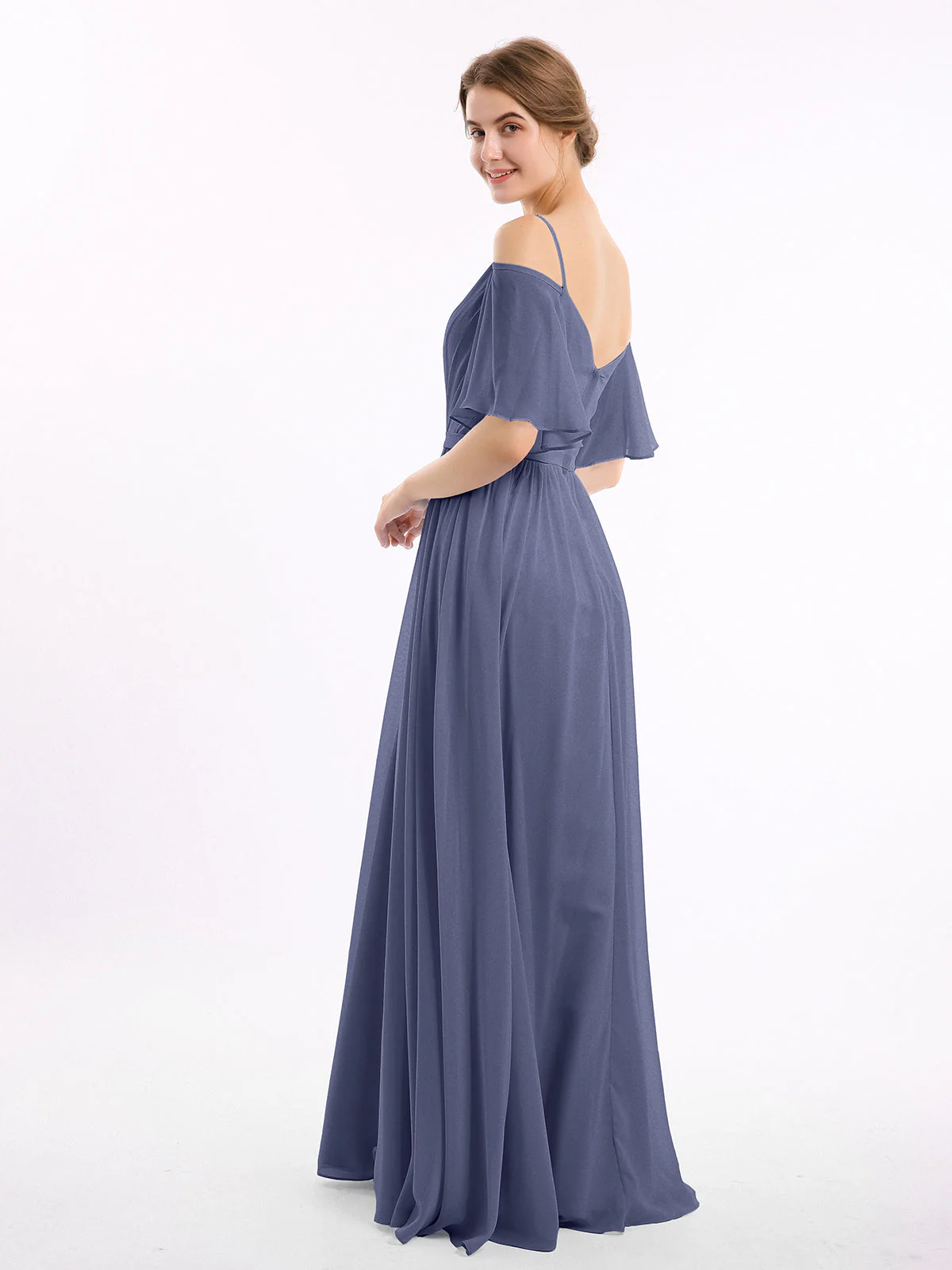 Off-The-Schulter Spaghetti TrÀger Chiffon Kleid Sturm - Image 2