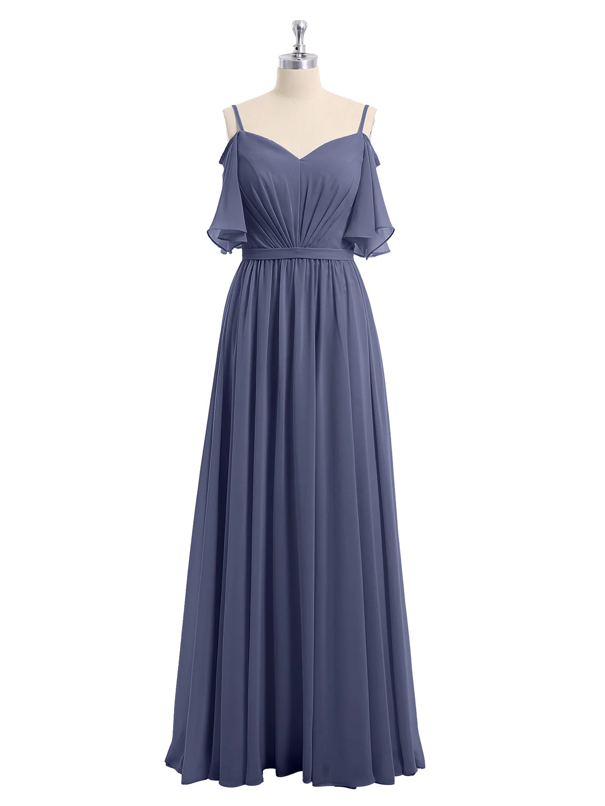 Off-The-Schulter Spaghetti TrÀger Chiffon Kleid Sturm - Image 4