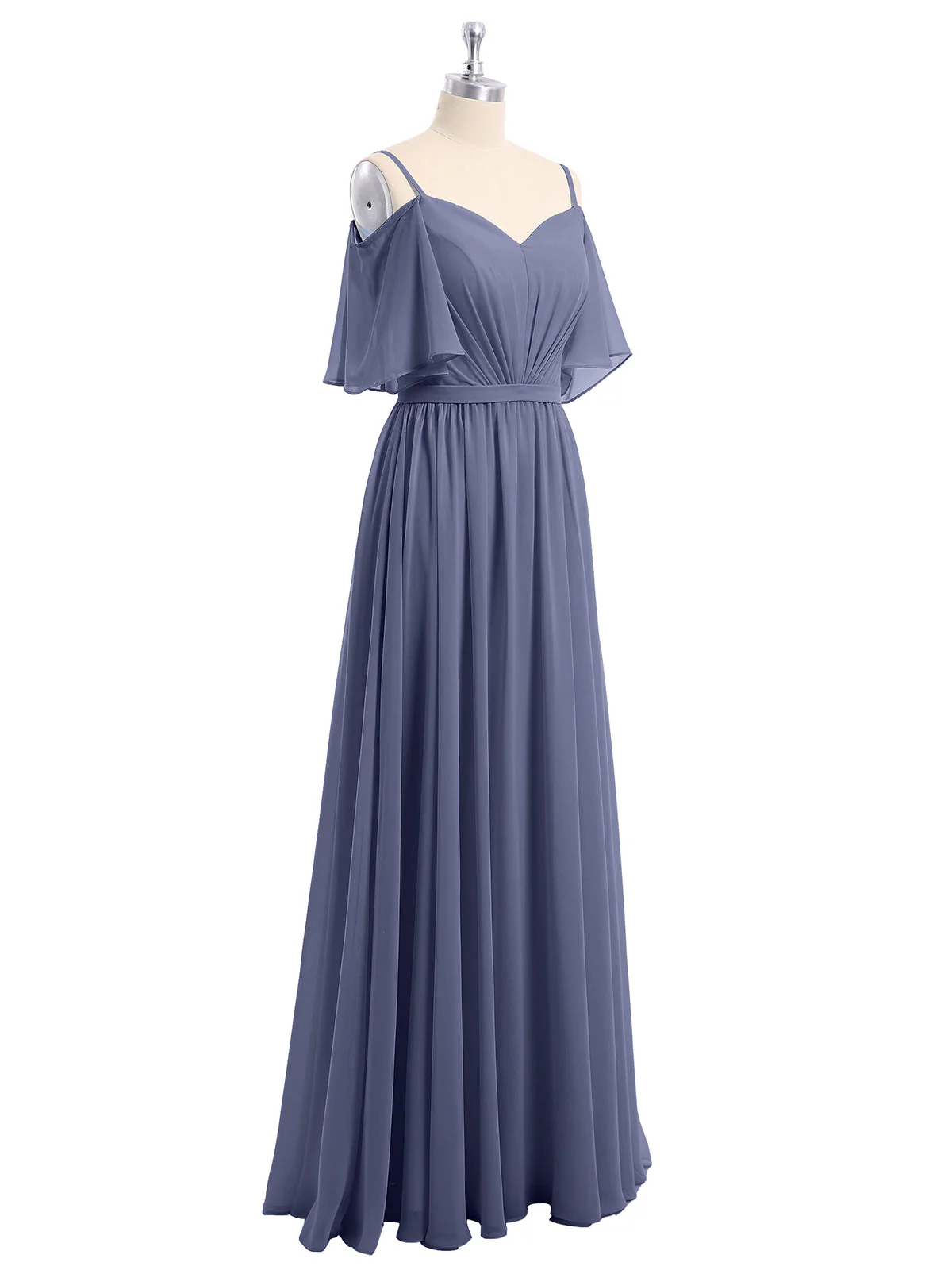 Off-The-Schulter Spaghetti TrÀger Chiffon Kleid Sturm - Image 6