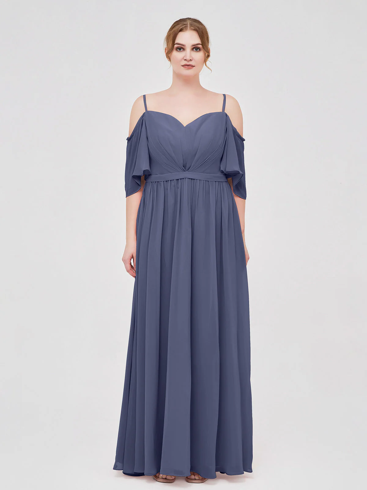 Off-The-Schulter Spaghetti TrÀger Chiffon Kleid Sturm - Image 7