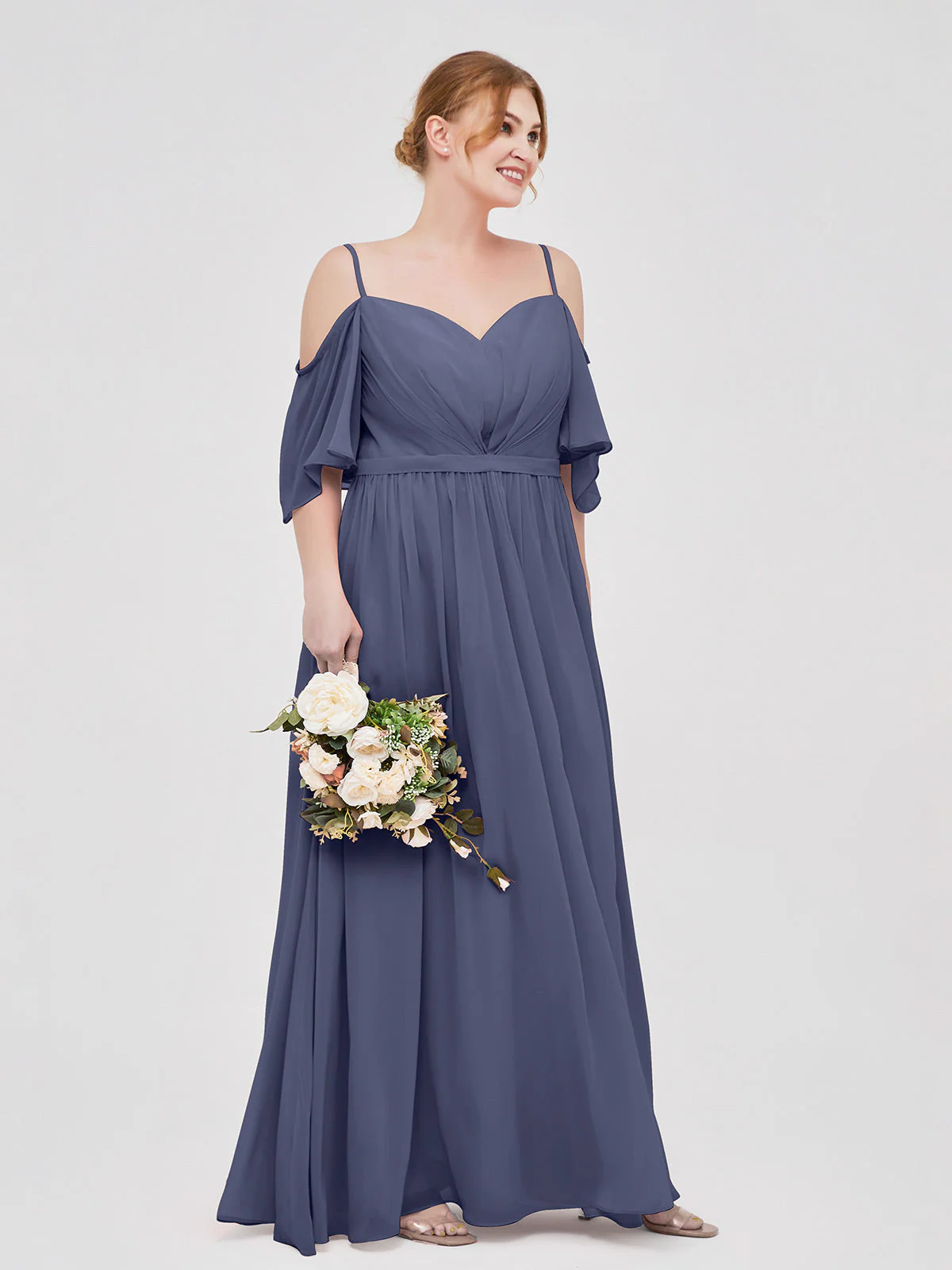 Off-The-Schulter Spaghetti TrÀger Chiffon Kleid Sturm - Image 9