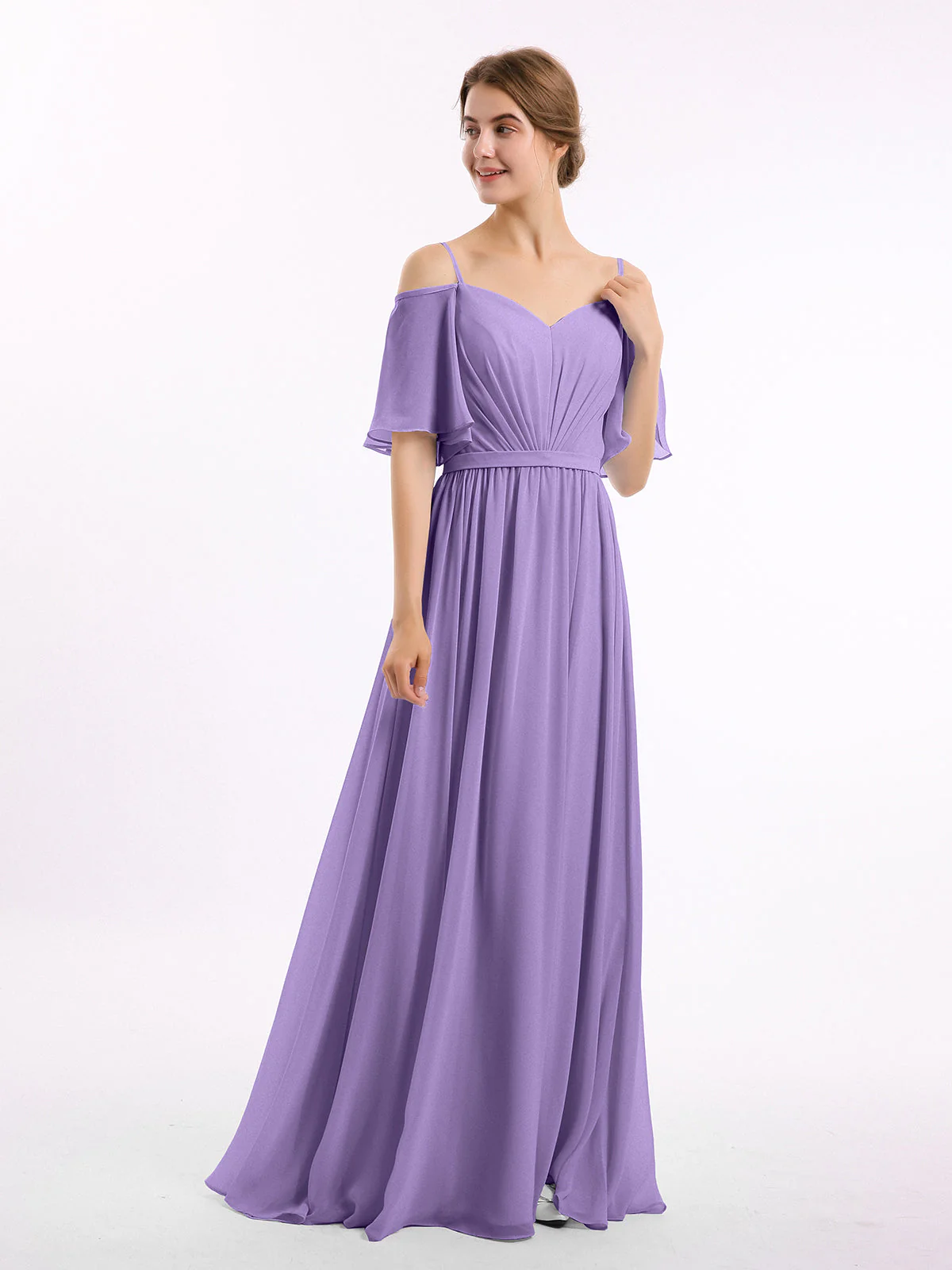 Off-The-Schulter Spaghetti TrÀger Chiffon Kleid Tahiti - Image 3
